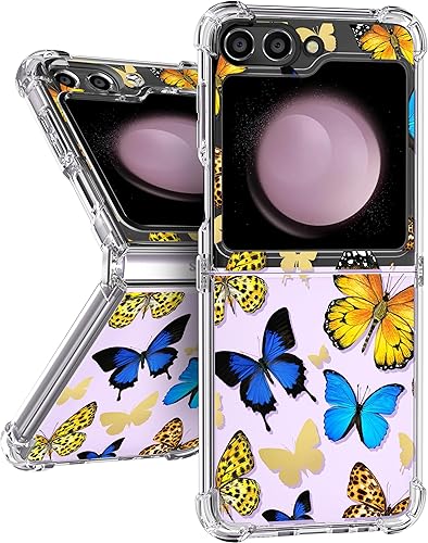 Funda para Samsung Galaxy Z Flip 5, diseño de mariposas coloridas, diseño protector de mariposa, TPU suave, a prueba de golpes, para Galaxy Z Flip 5