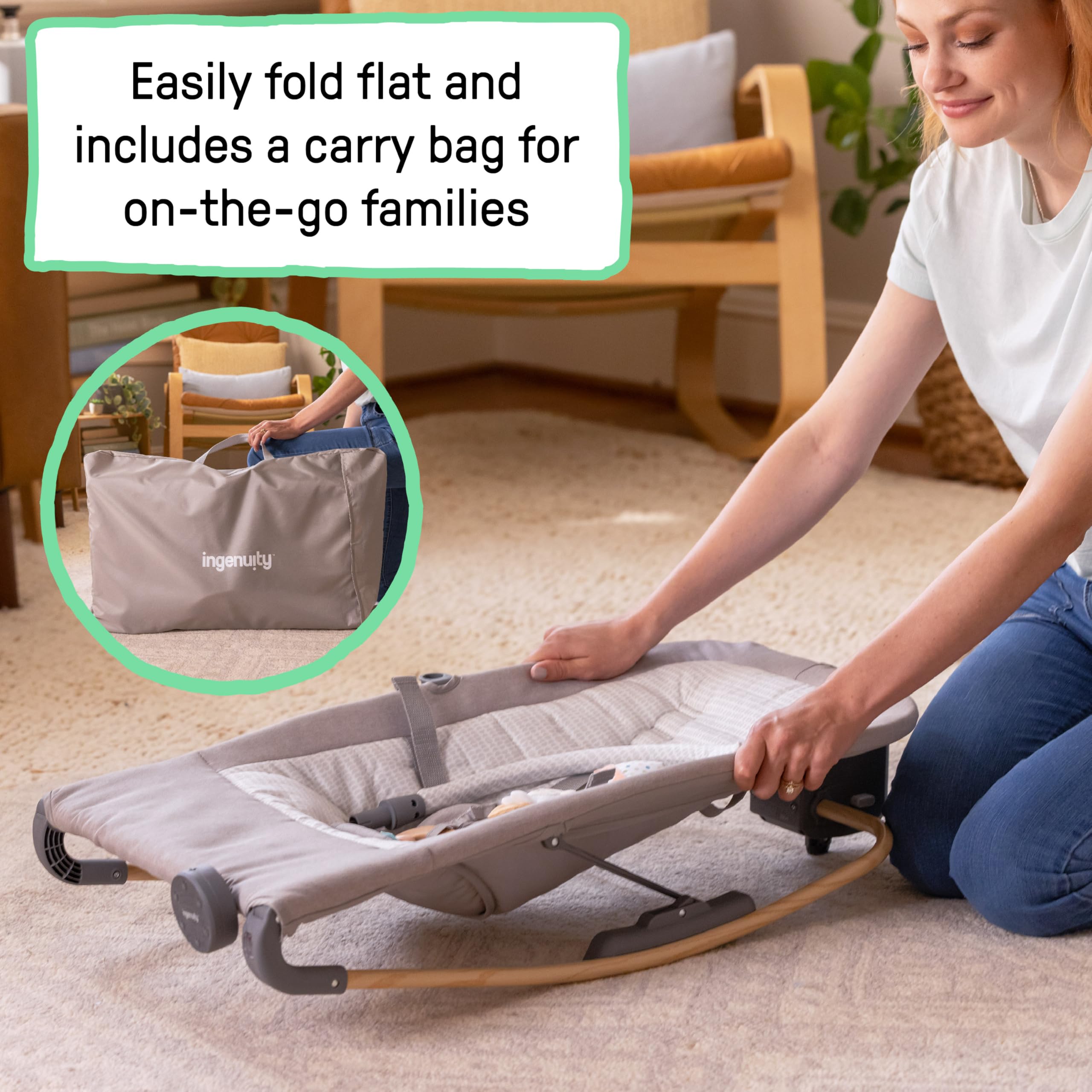 Ingenuity, Asiento Automático Keep InMotion para Mecer al Bebé, Incluye Mando a Distancia, Materiales de Primera Calidad, para Edades de 0 a 6 Meses, Cielos con Alma