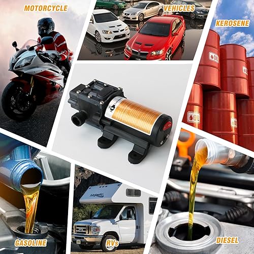 Miniatura 7 de Bomba eléctrica portátil de transferencia de gasolina CC de 12 V 75 W, mueve hasta 110 galones de gas por hora, ideal para vehículos, barcos,