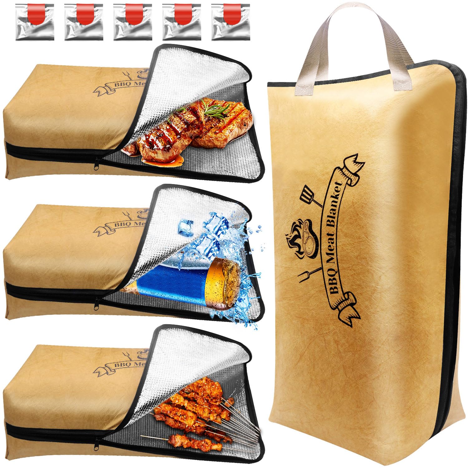 BBQ Blanket for Resting Meat,Meat Resting Bag for BBQ Grill & Smoking - Insulated Waterproof Reusable Thermal Blanket for Turkey, Beef, Pork Ribs - Gift for Men, Barbecue Enthusiasts?21in?
