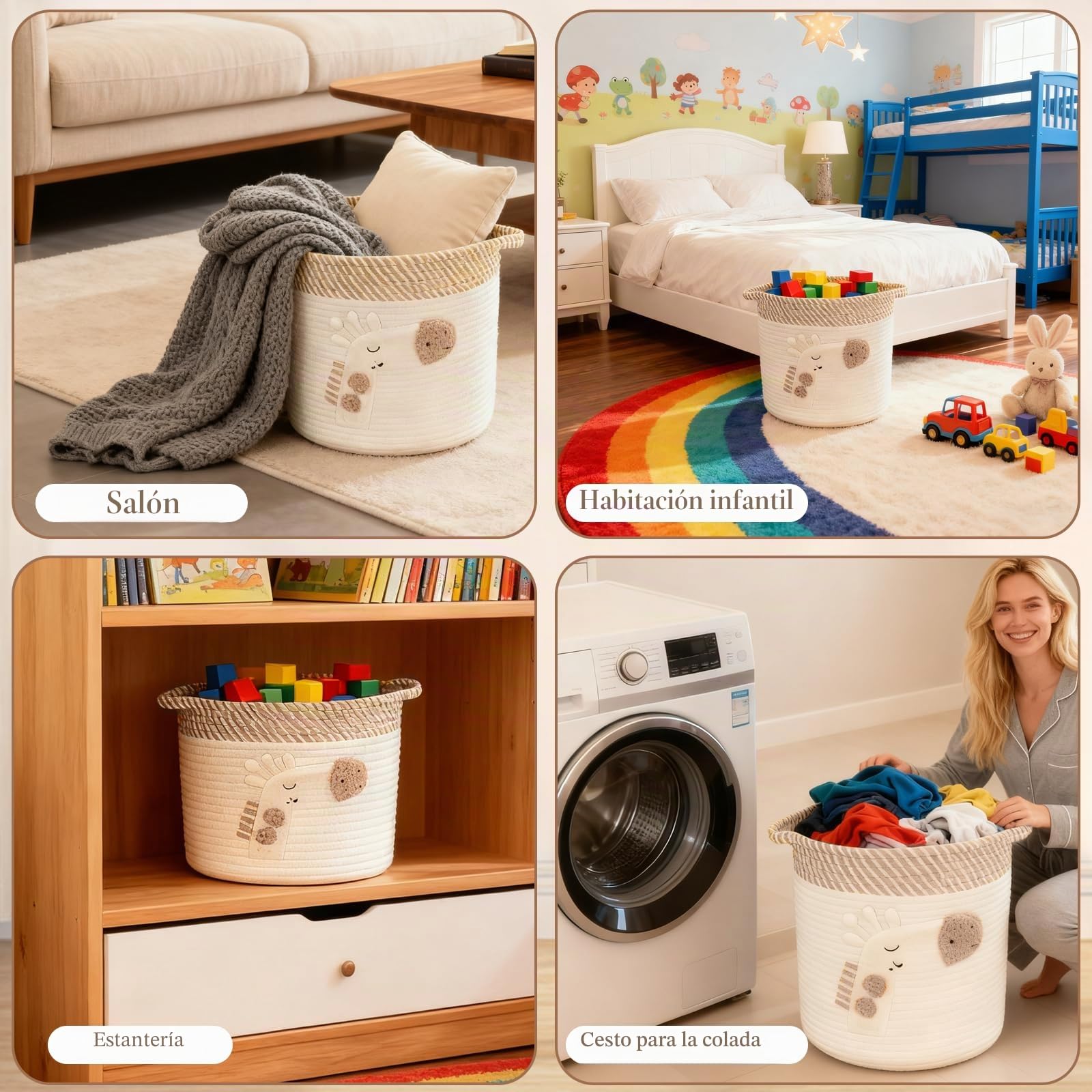 Cestas de Almacenamiento Bebe Cesta para Mantas Salon Cesto | Juguetes Almacenaje Organizadoras Infantiles Decorativas Almacenaje Organizador Pañales Bebé Lavandería