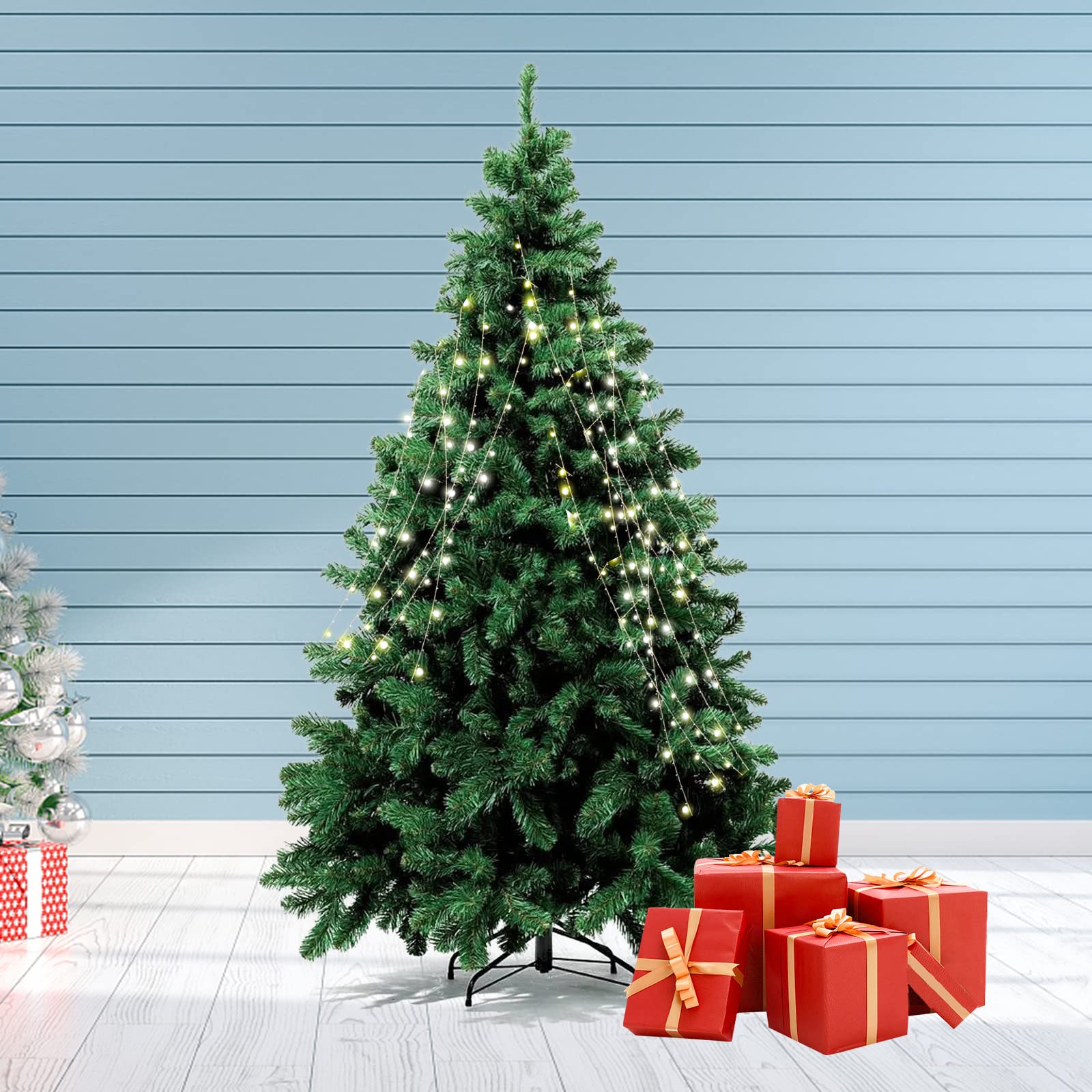 Hainue Supporto per Albero di Natale, Stabile Supporto per Albero di Natale, 35 cm, in Metallo con Piedini in Gomma, Grande per Interni ed Esterni, Decorazione Natalizia