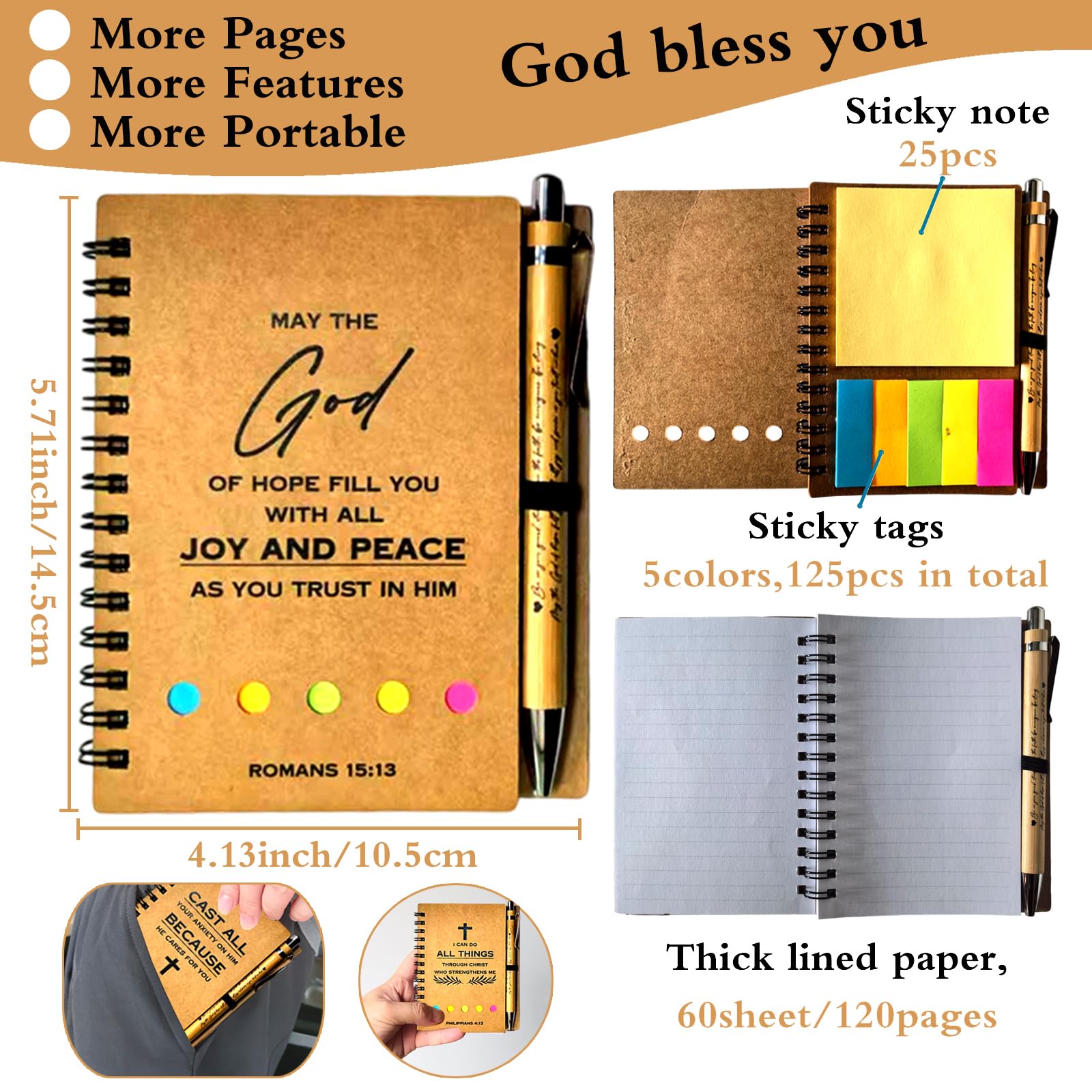Set di 10 quaderni cristiani di preghiera, diari ispiratori cristiani, con penne per versi della Bibbia, per donne, uomini, membri della chiesa, gruppi di studio biblico e famiglie della chiesa