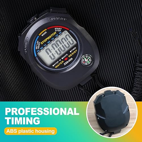 Miniatura 3 de Paquete de 2 cronómetros digitales con temporizador pantalla grande, precisión de 1100 segundos, horafechaalarma, cronómetro de mano para deportes,