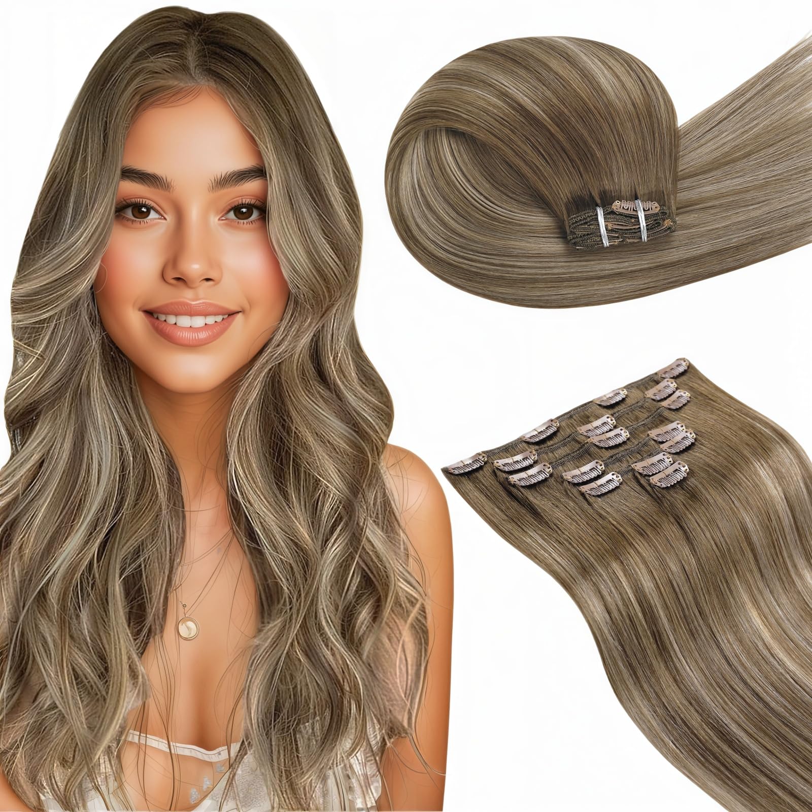 LaaVoo Extensions Echthaar Echt Haar Extension Clip Haarverlängerung Echthaar