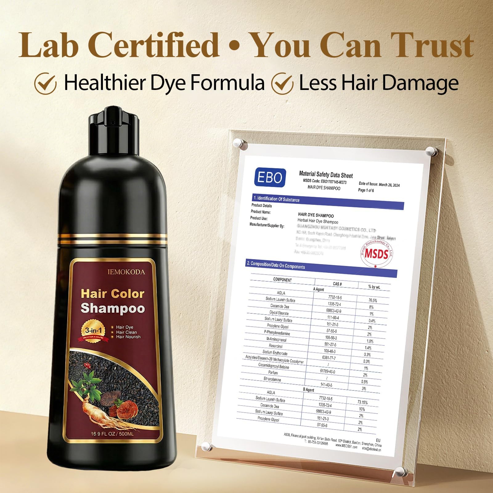 3-in-1 Hair Dye Shampoo for Gray Hair