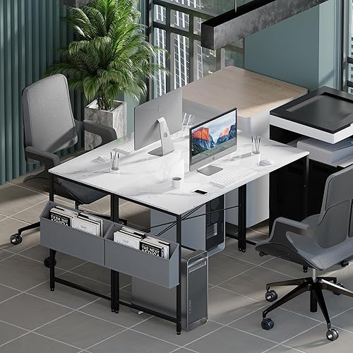 Miniatura 2 de Pamray Escritorio de computadora de 47 pulgadas para espacios pequeños con bolsa de almacenamiento, escritorio de trabajo de oficina en casa con