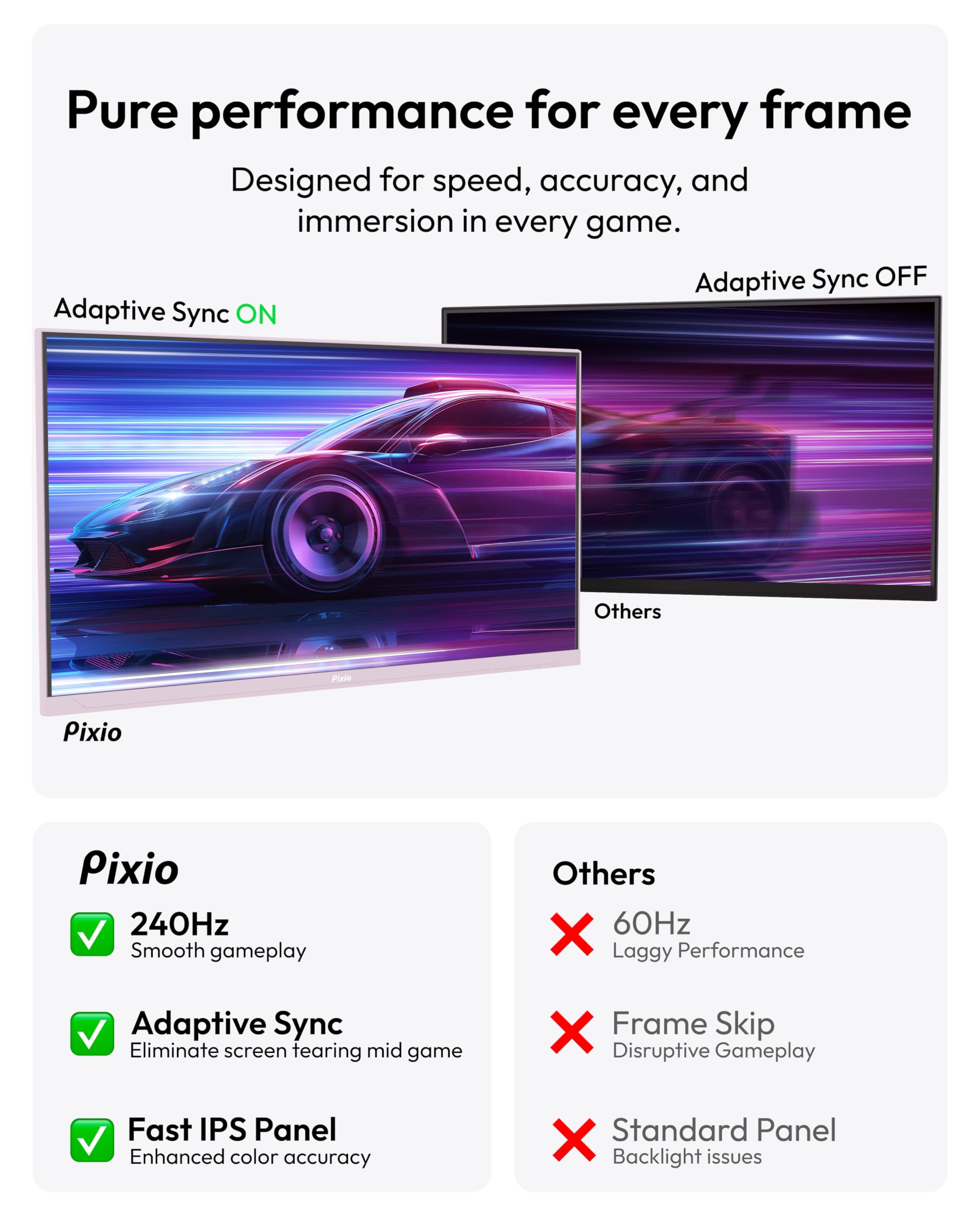 Pixio PX279 Wave Pink Gaming Monitor 27 pulgadas 240 Hz FHD 1080p resolución rápida IPS panel 1ms GTG Resonse tiempo de resonancia con sincronización adaptativa