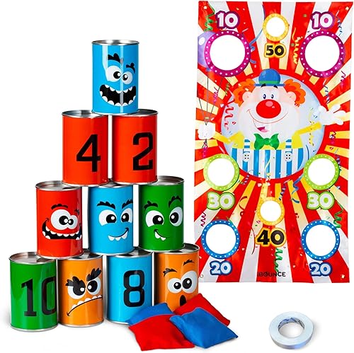 New-Bounce Bean Bag - Juegos de lanzamiento de latas - Juegos de carnaval al al aire libre para niños y adultos - Juego de fiesta familiar 2 en 1 New-Bounce Bean Bag - Juegos de lanzamiento de latas - Juegos de carnaval al al aire libre para niños y adultos - Juego de fiesta familiar 2 en 1