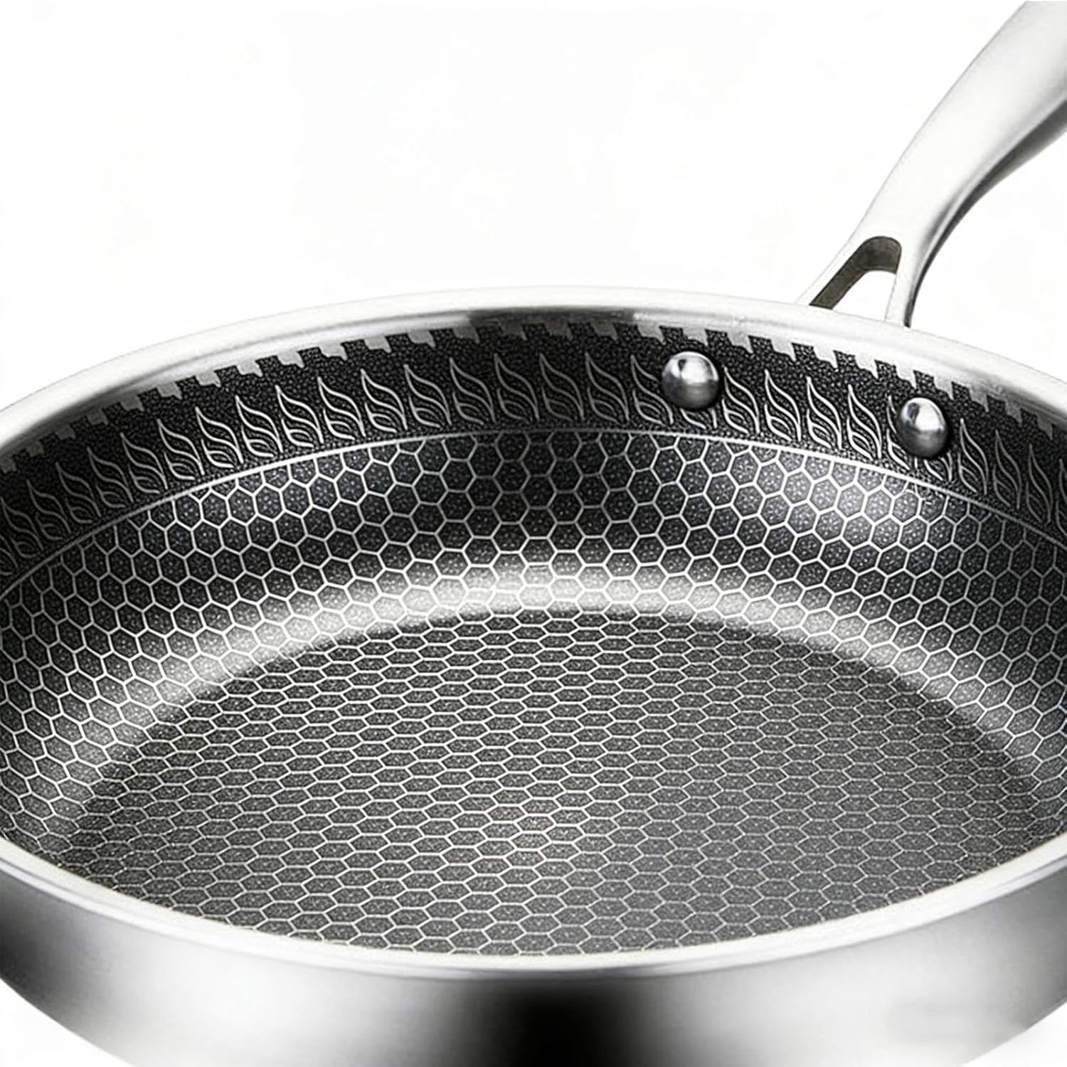 Non Stick Frying Pan - Stainless Steel Skillet, Induction Compatible Cookware, Durable surfaces Ensuring Even Heat Distribution | Professional Cooking Tool Ideal For Home Apartment Farmhouse Kitchen
