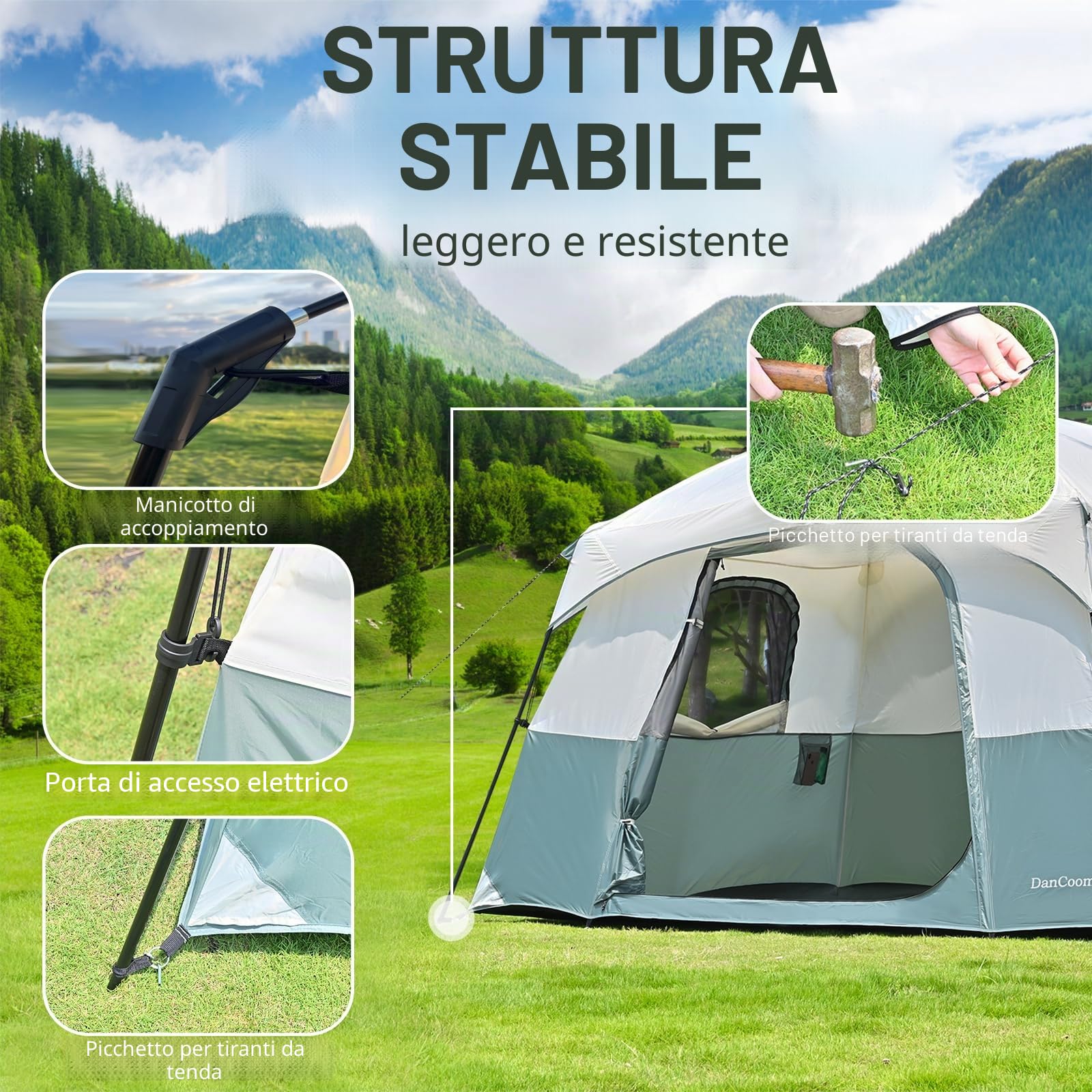 Tende per campeggio, escursionismo e zaino in spalla, per 4 persone/6 persone/8 persone/10 persone a cupola con tenda inclusa per accessori esterni