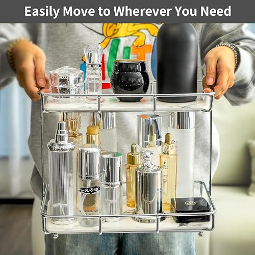 Miniatura 3 de Organizador de baño, organizador de perfumes, organizador de maquillaje, estante de almacenamiento de cosméticos, bandeja de tocador de acero