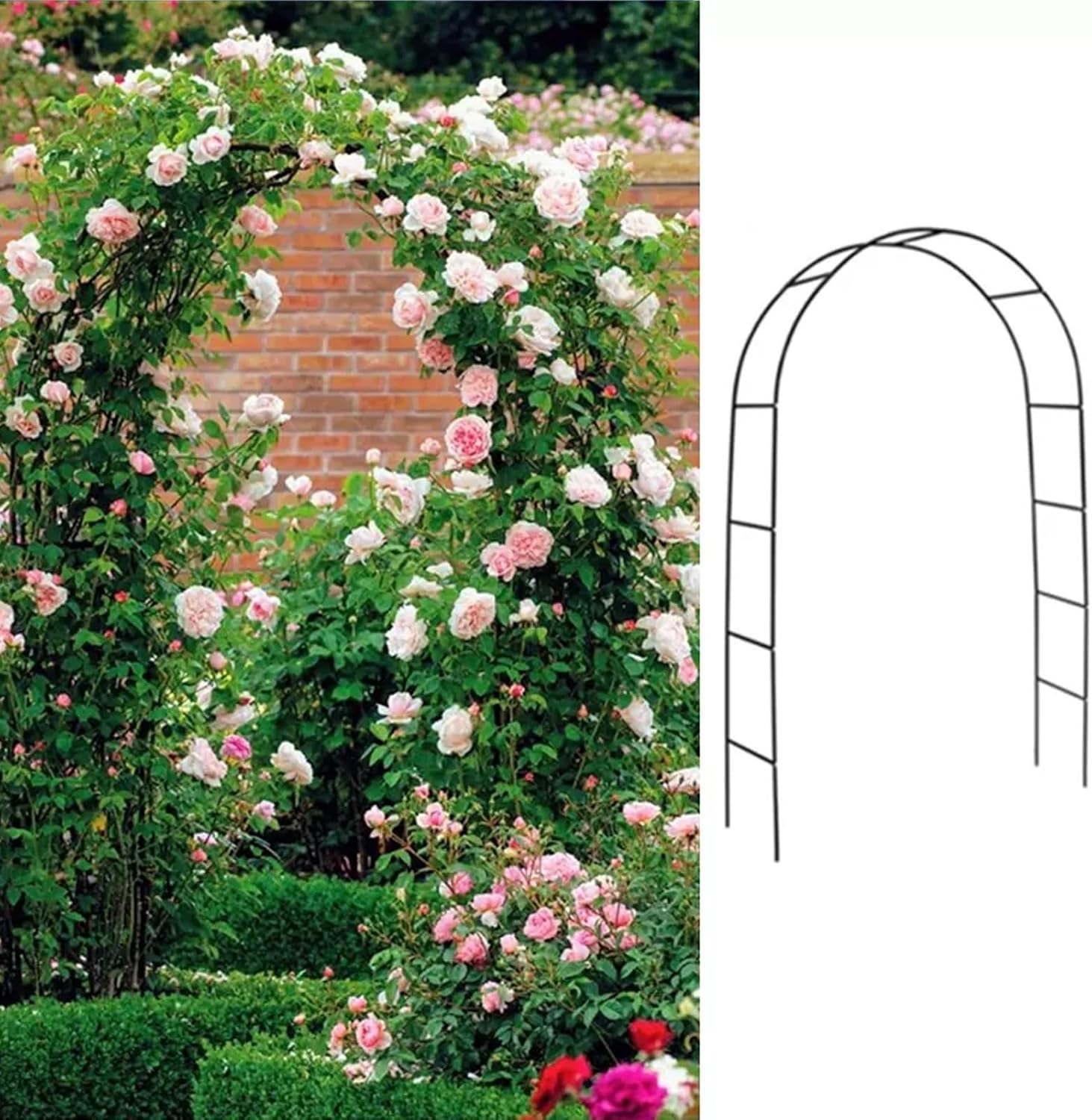 Decorative Outdoor Garden Arch, Garden Arbor, Durable Iron Garden Arbor for Climbing Plants, Removable Base, Wedding Decoration, for Roses, Vegetables, Archway Decor(White,70x15.7x94in)