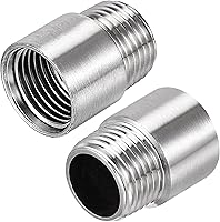 uxcell 304 Stainless Steel Shower Head Extension Arm 1/2PT Male to Female 30mm 2-Pack - Durable Adjustable Pipe Fitting