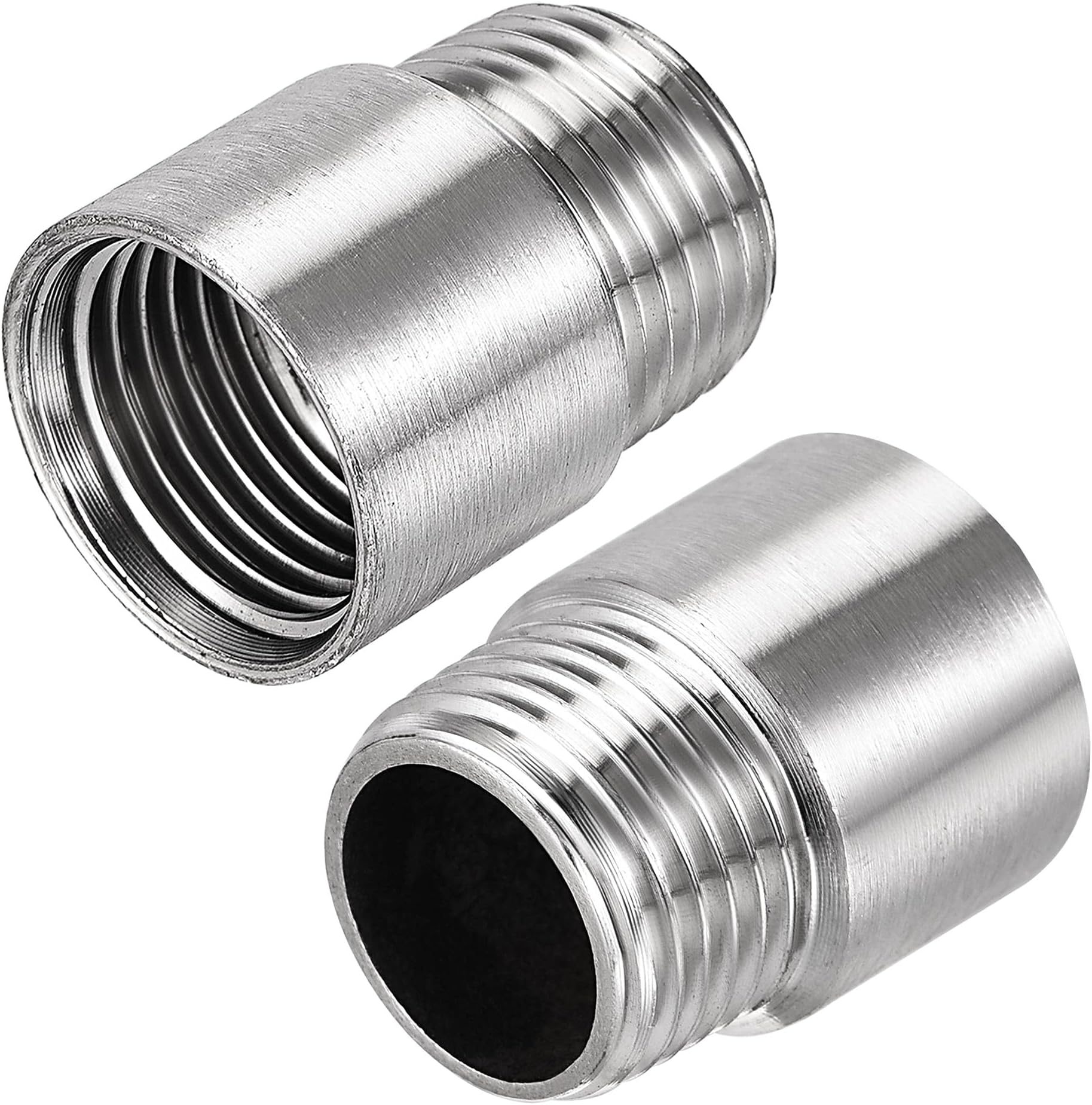 Shower Head Extension Arm Stainless Steel 1/2PT Male to 1/2PT Female Thread 30mm Length Cast Pipe Fitting Coupler 2Pcs