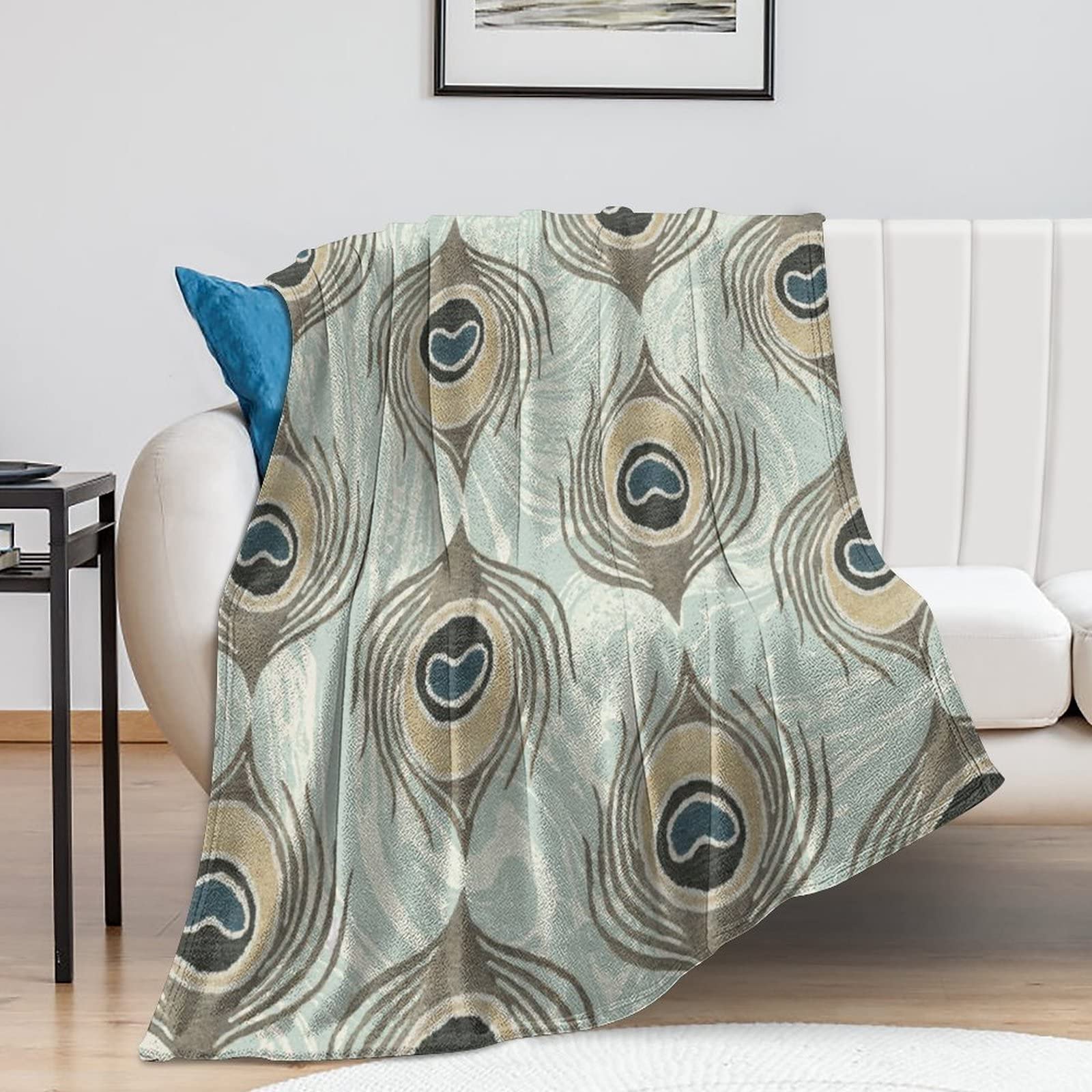 Couverture de voyage paon français 152x203 cm pour canapé et lit