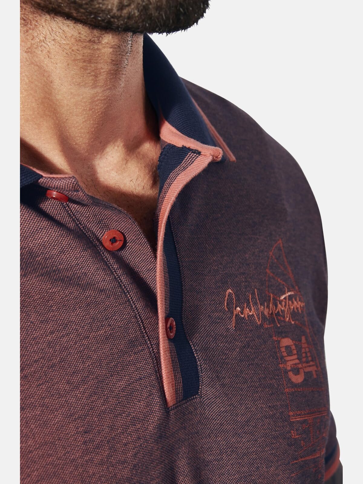 Jan Vanderstorm Herren Poloshirt Herfinn | Sportives Baumwoll-Piqué Shirt Brustprint, Kurzarm mit klassischem Kragen, atmungsaktiv bequem, 100% Baumwolle, L–7XL
