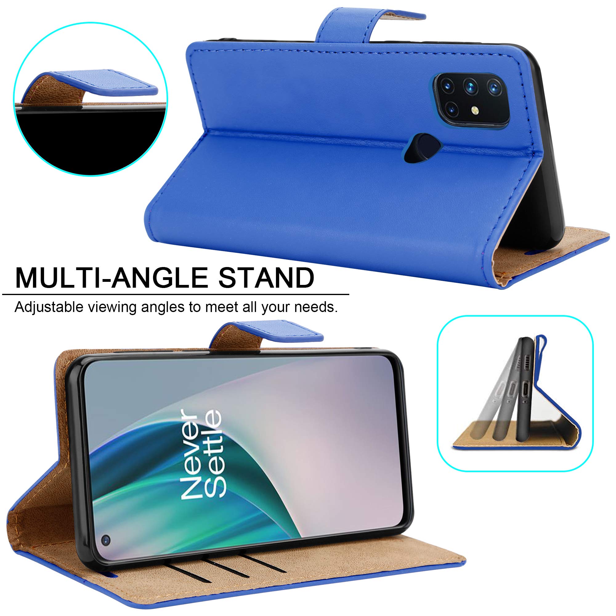 Custodia a portafoglio in pelle per OnePlus Nord N10 5G, con