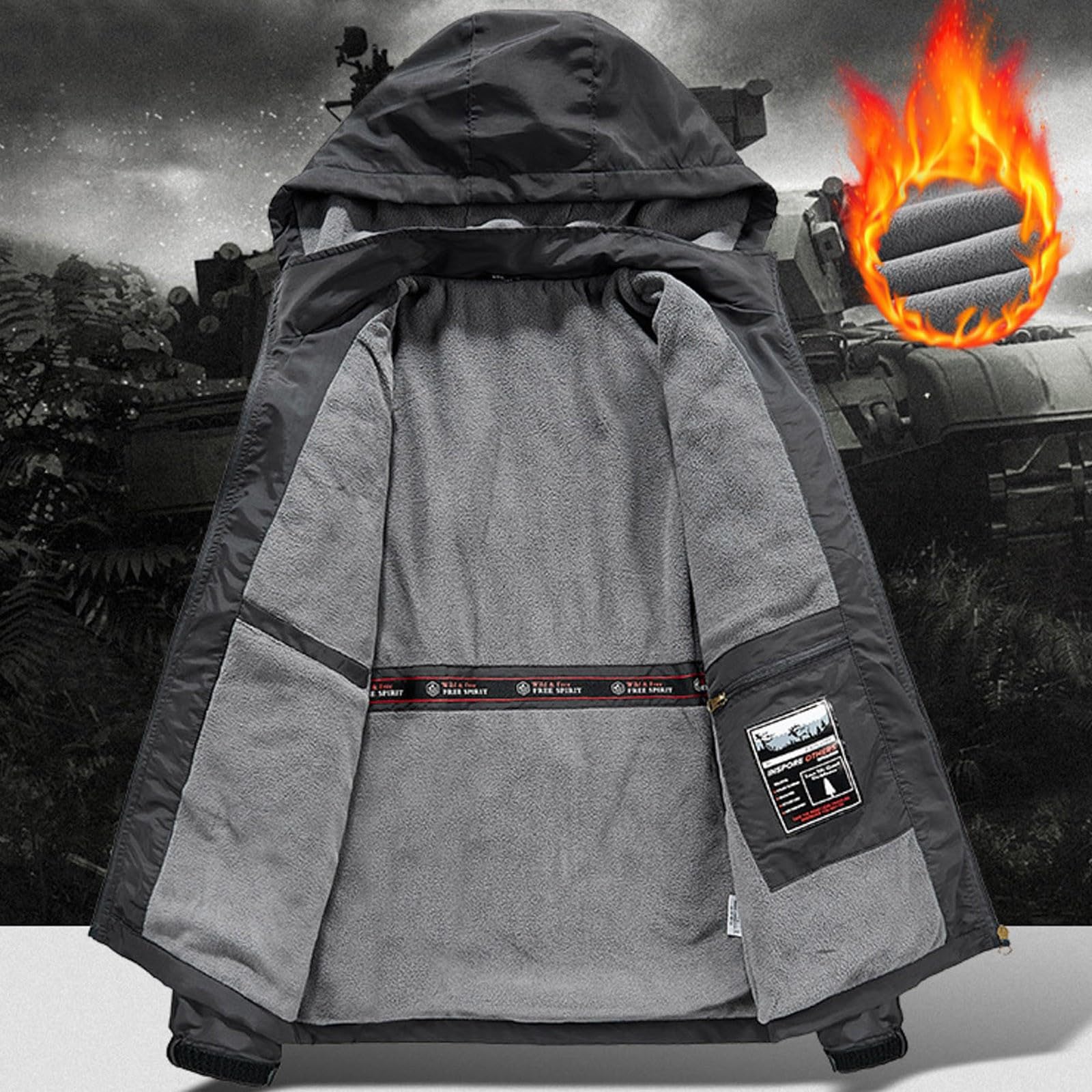 Genérico Cazadora Hombre Invierno Cazadoras Calor Grueso Color Liso con Cremallera Plumiferos CáLido Capucha Chaqueta Ligera Ropa Acolchada para uso diario