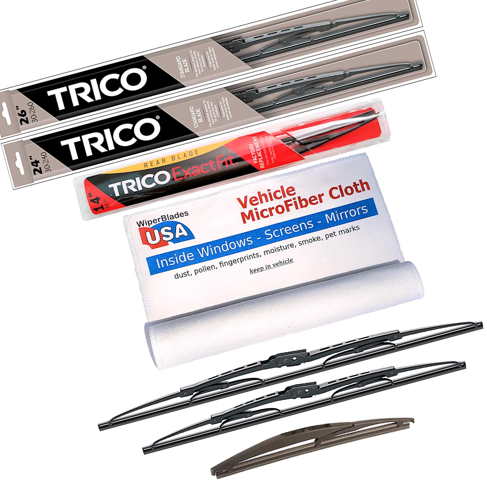 WiperBladesUSA Wiper Set compatible with Honda Pilot 2020 (Set of 3) w/Rear Wiper Wiper Blades