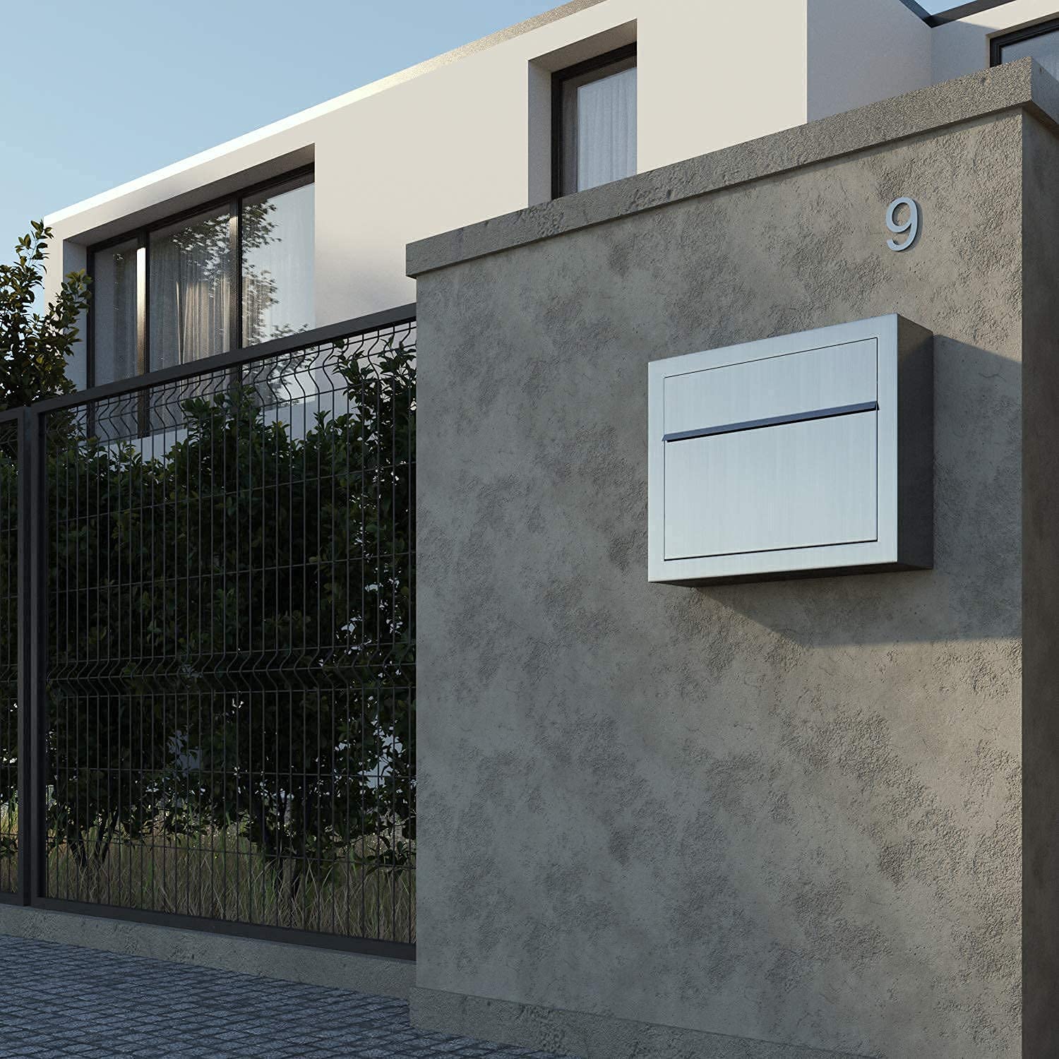 Brievenbus, design muurbrievenbus Elegance wit/roestvrij staal - Bravios