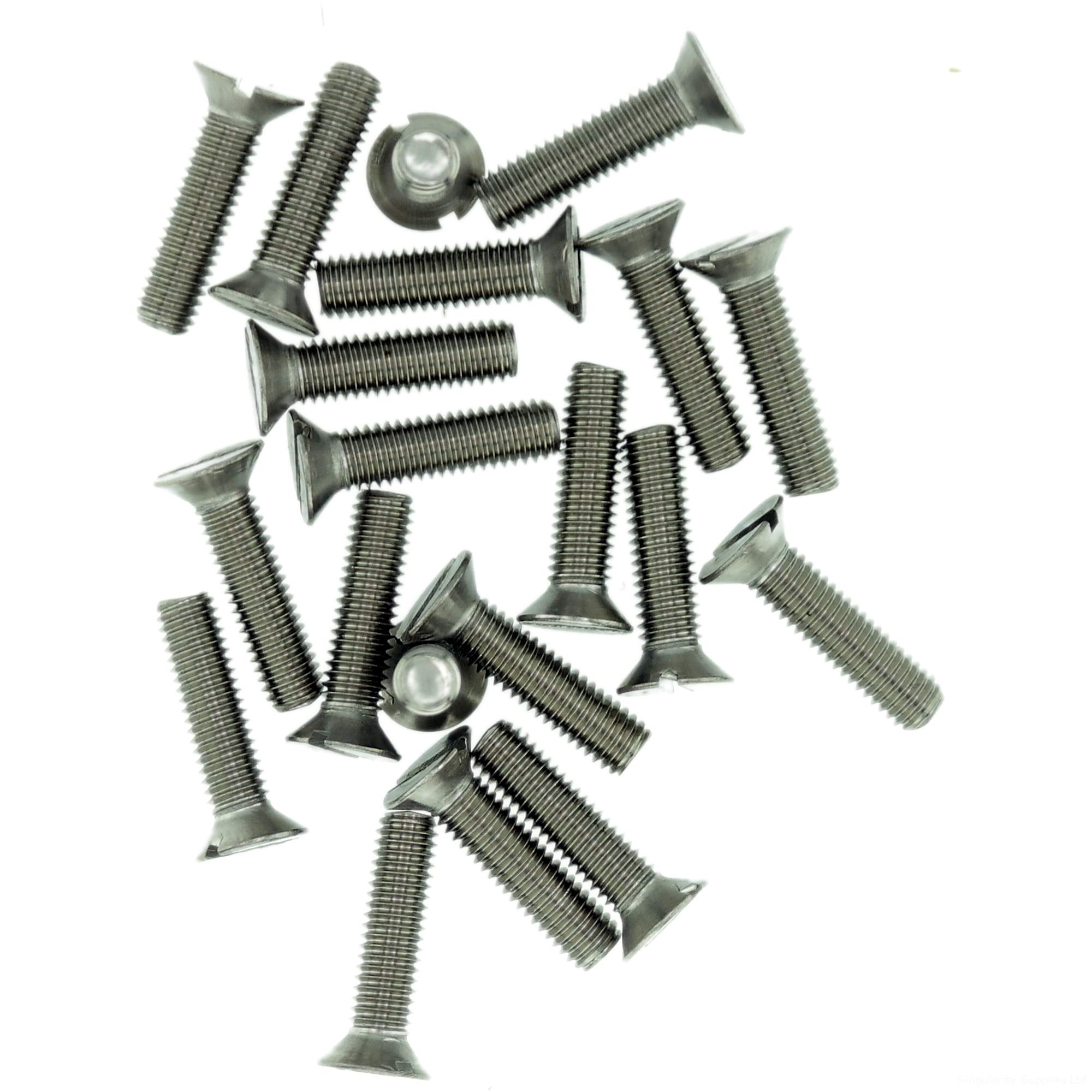 Singularity Supplies M2.5 (2.5Mm X 14Mm) Slot Countersunk Machine Screw (Bolt) - Stainless Steel (A2) (Pack Of 20)