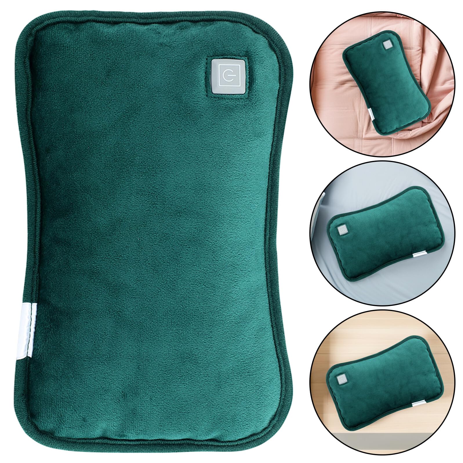 Alipis Bouillotte Électrique USB Rechargeable sans Eau Chauffe-Mains Portable Respirant Niveaux de Température Chauffe-Ventre et Dos Housse Thermique et Confortable Vert