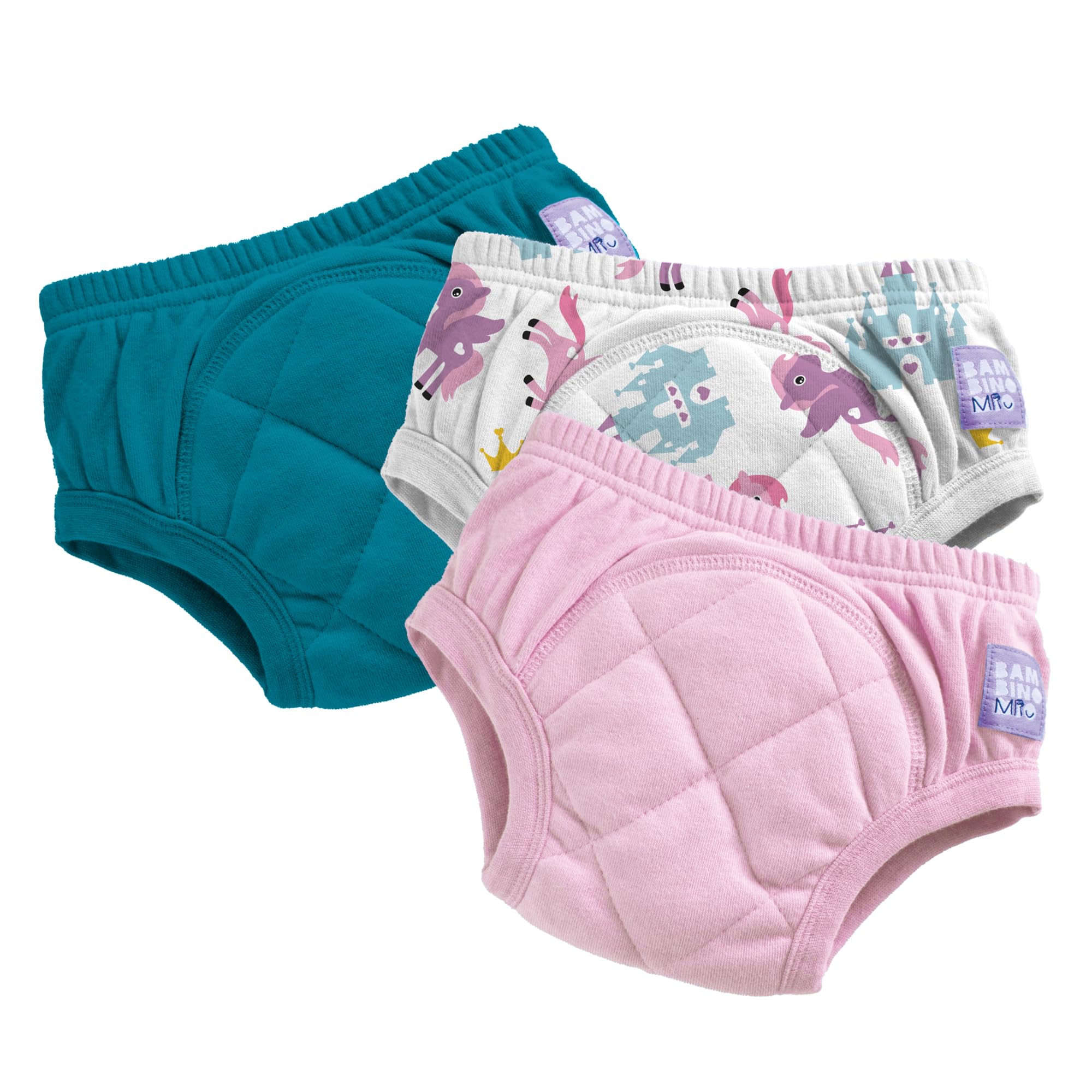 Bambino Mio (3 Pack) Training Pants for Toddlers Reusable Cloth Potty Pants Training Underwear, 3-4 Years, Pink Unicorn, Baby and Toddler, Boys and Girls with Cross-Stitch