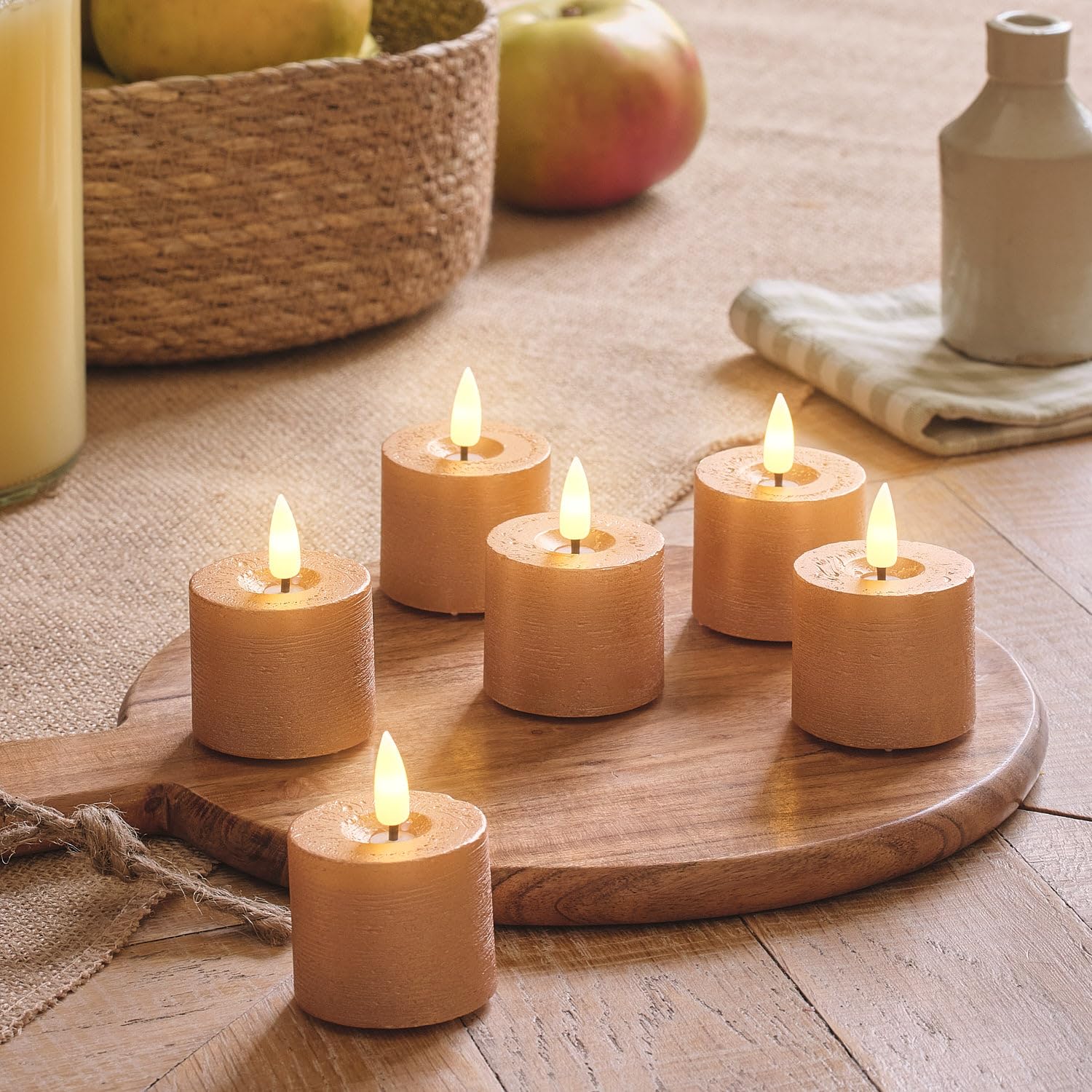 Lights4fun 6 TruGlow® Copper Distressed LED Votive Candles