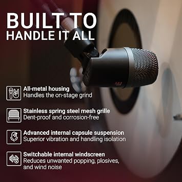 SE ELECTRONICS V Kick Drum Mic - Compact Dynamic Supercardioid Drum Microphone for Kicks with 4 Sound Settings & Adjustable Swivel Mount for Precise Positioning - Perfect for Studio & Live Use (Black)
