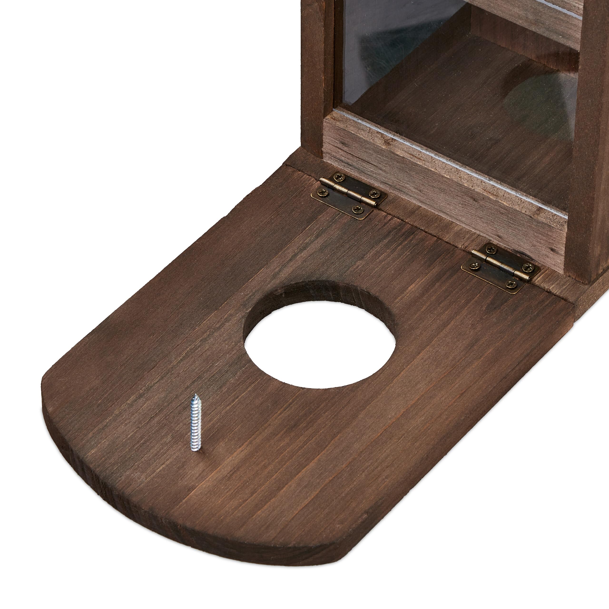 Relaxdays Mangiatoia per Scoiattoli, Casetta in Legno da Appendere, con Ciotola Acqua, HLP 28x17x28,5 cm, Marrone Verde