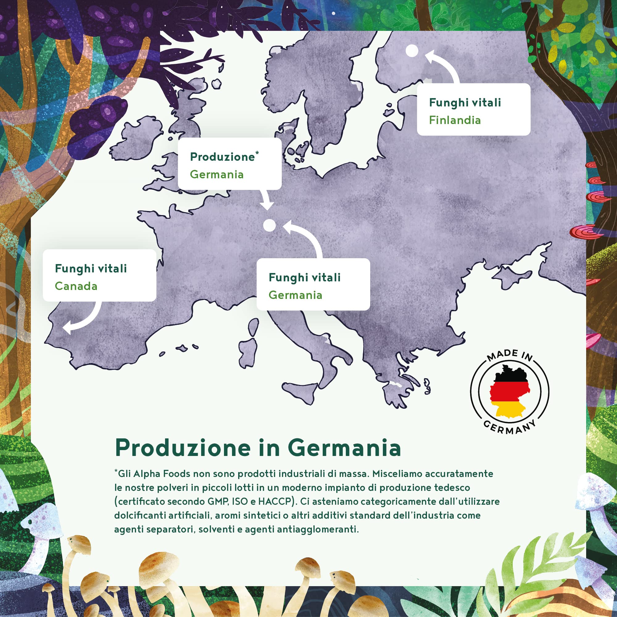 Funghi Funzionali con Maitake, Funghi Shiitake, Cordyceps, Fungo Reishi, Agaricus, Lions Mane | Integratore Multivitaminico Completo per Difese Immunitarie Adulti e Salute del Cuore | Alpha Foods