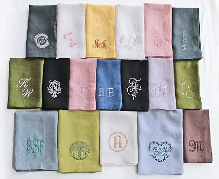 Personalized Napkins Embroidered Any Text Monogram Design Add...