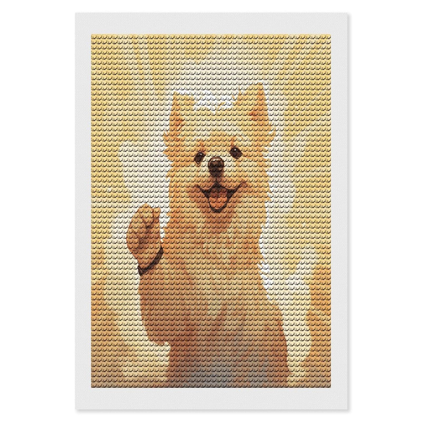 FekiLoot Charming Puppy Diamond Art Kits for Adults Diamond Painting Kits for Beginners DIY Diamond Art Kits Round Full Drill Diamond Dot Gem Painting for Home Wall Decor Gift 8"x12"
