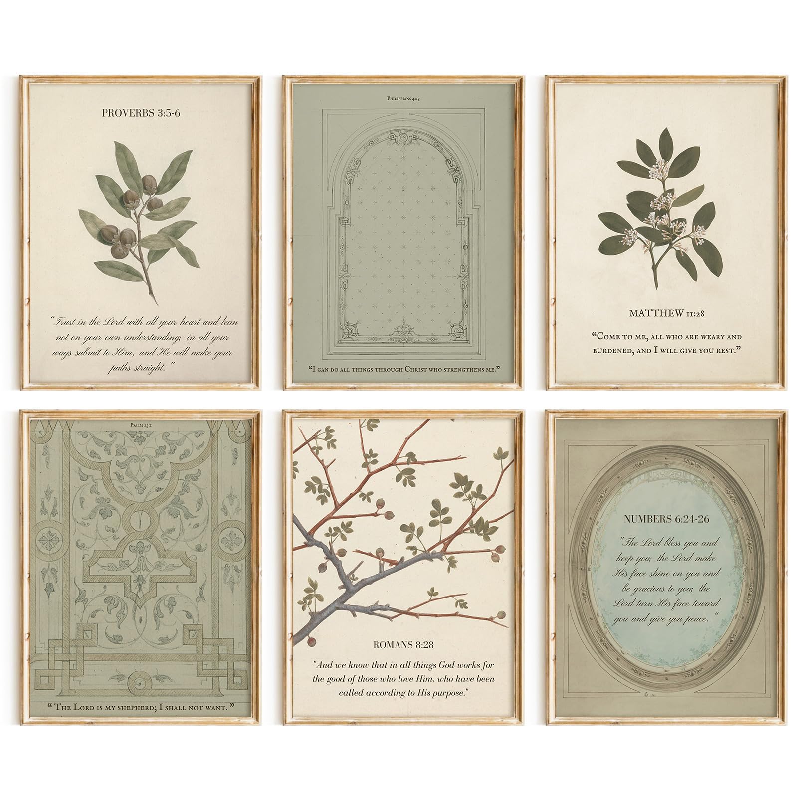 Sage Green Christian Wall Art Posters Vintage Bible Verse Canvas Wall Decor Scripture Botanical Art Prints Religious Pictures Christian Paintings