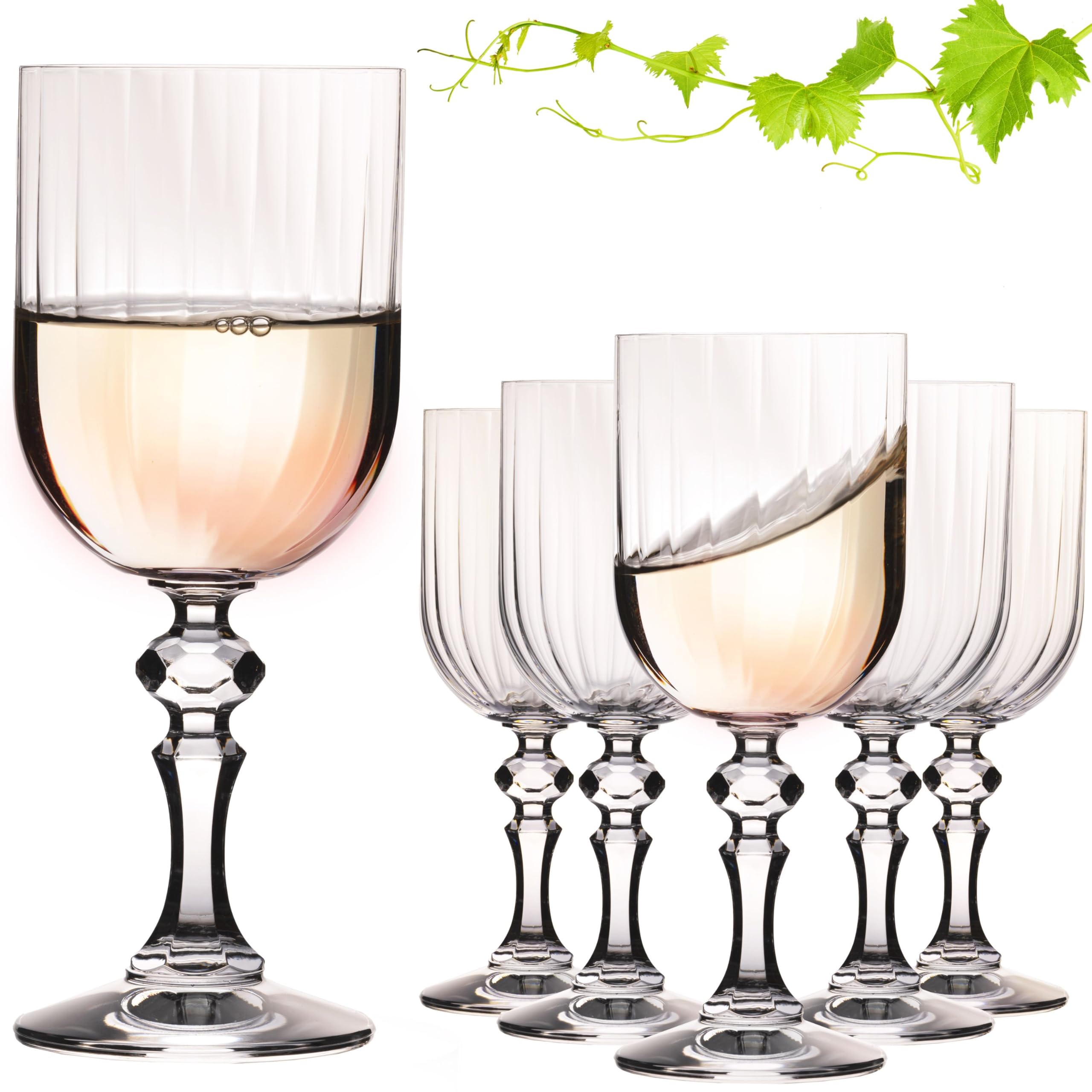 IMPERIAL glass geriffelte Weingläser 320ml 'Prag' Set 6-Teilig Weißweingläser aus Crystalline Glas Spülmaschinenfest Vintage Küche, Haushalt & Wohnen