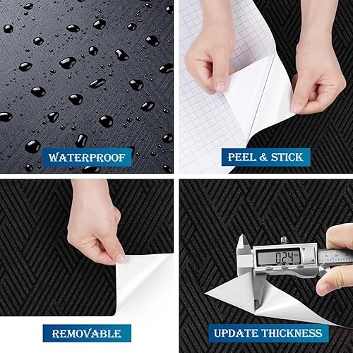 Miniatura 4 de FunStick Modern Black Wallpaper Peel and Stick Textured Geometric Accent Wall Paper for Bedroom Bathroom Self Adhesive Removable Black Contact Paper