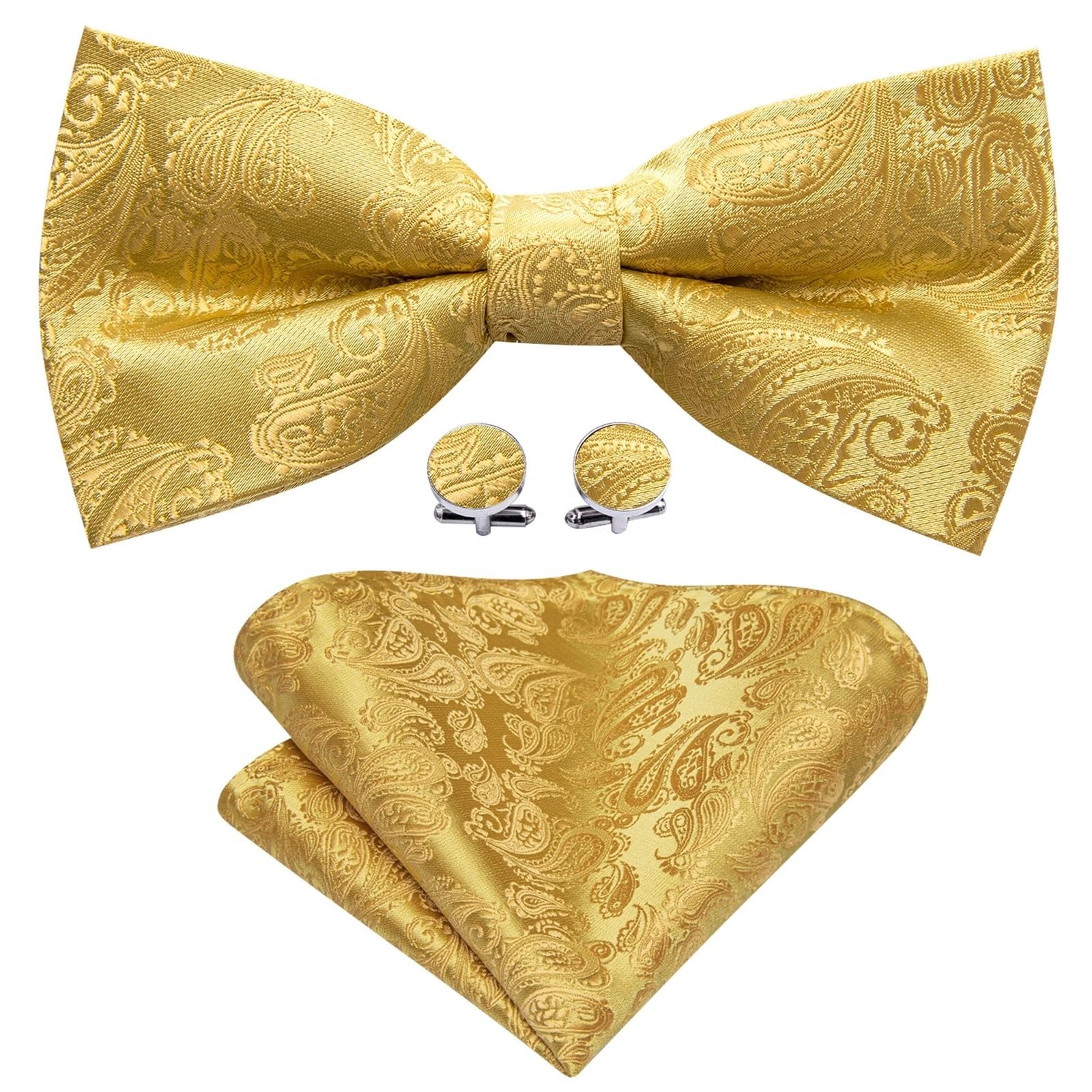 Set di gemelli Hanky ​​con papillon da uomo in seta jacquard. matrimonio Per Feste Aziendali E Matrimoni