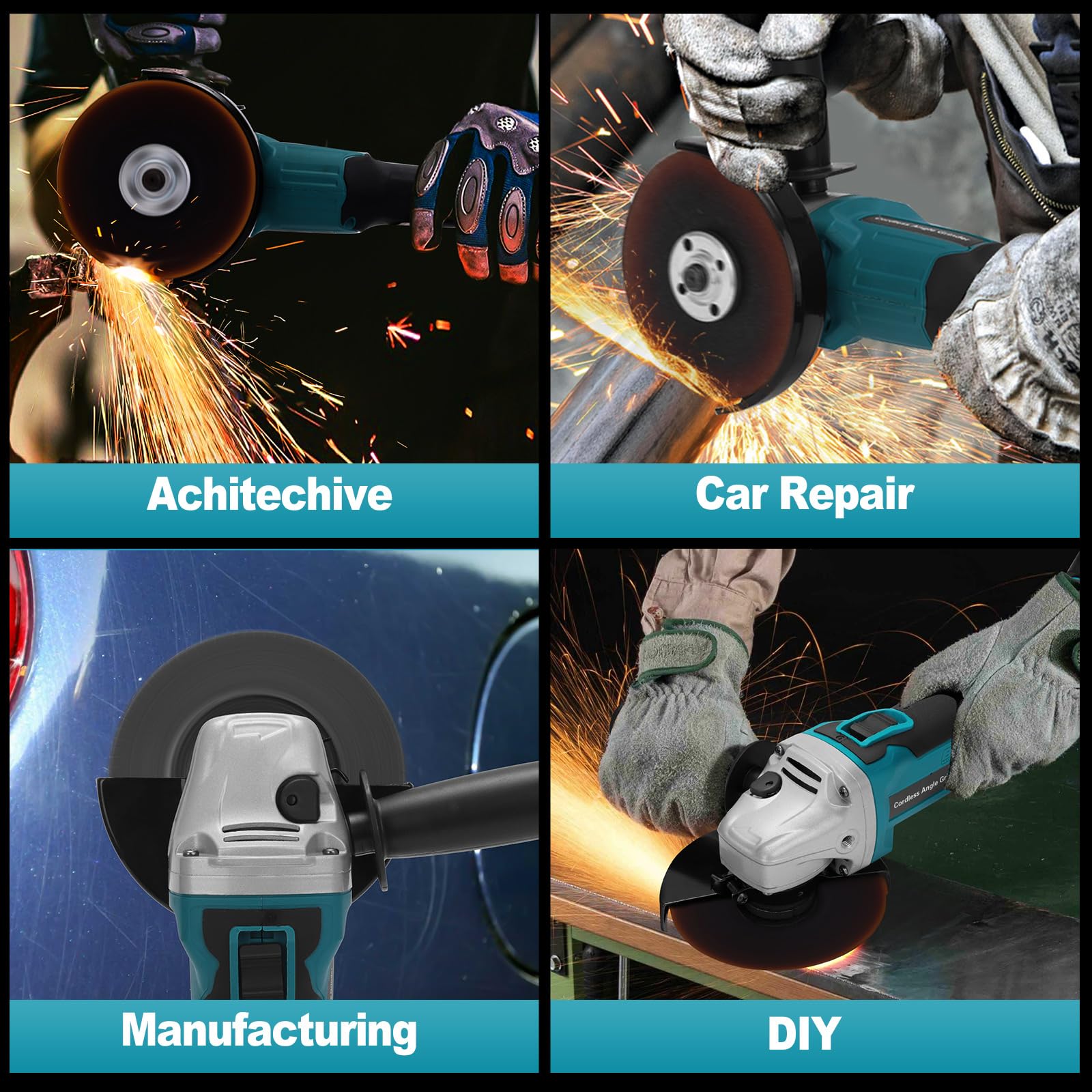 Yofuly Akku Winkelschleifer für Makita Akku 18V 21V, 2× 3.0Ah Akkus & Ladegerät, Akku Flex Trennschleifer 125mm, 9000U/min, 3 Stufige Drehzahlregelung, Inkl. 5* Trennscheibe, 2* Fächerscheibe