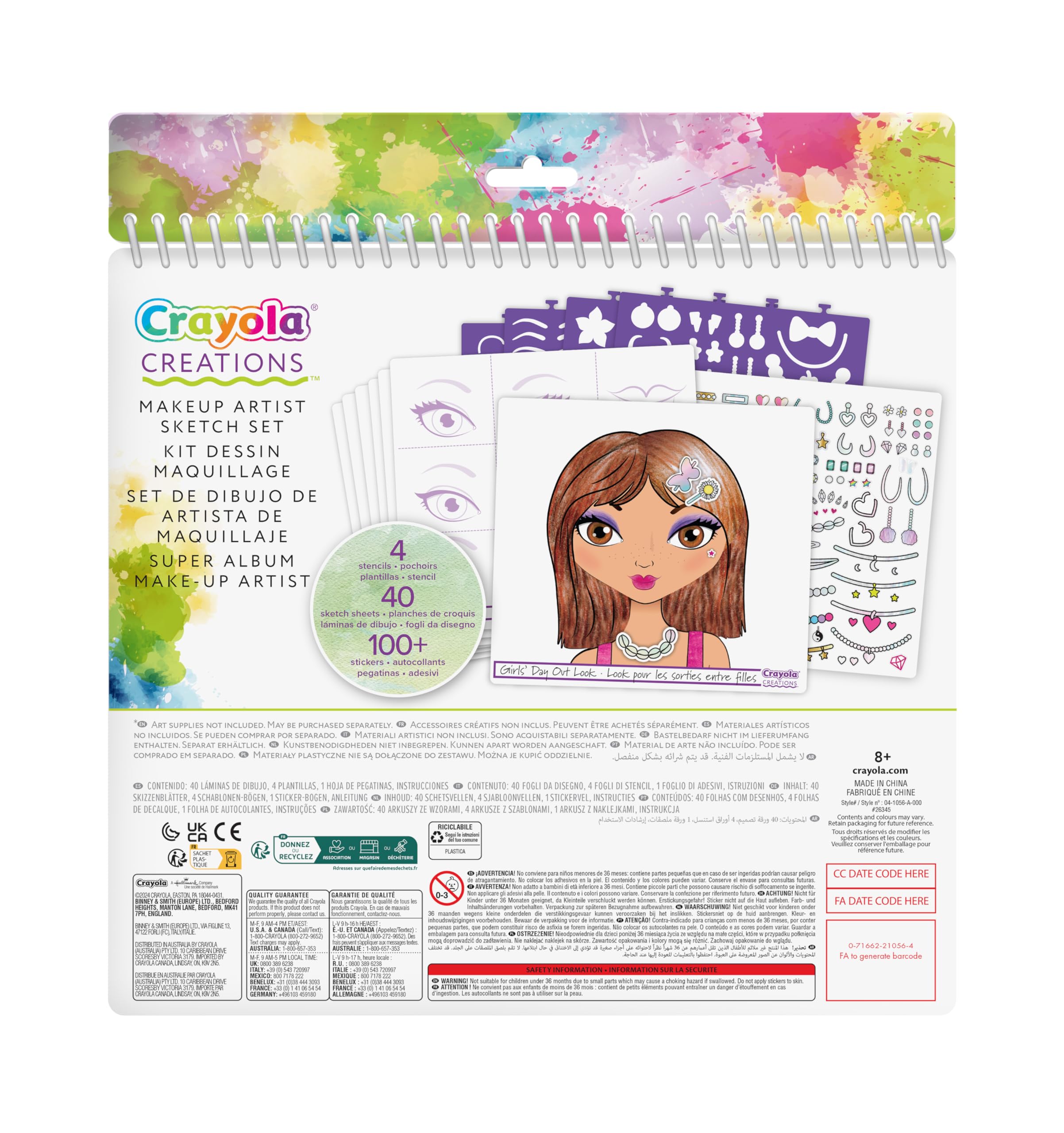 Kit Création Mode Crayola – Album 30 Pages, Pochoirs Et Stickers, Pour Dessiner Des Collections – Filles Dès 8 Ans
