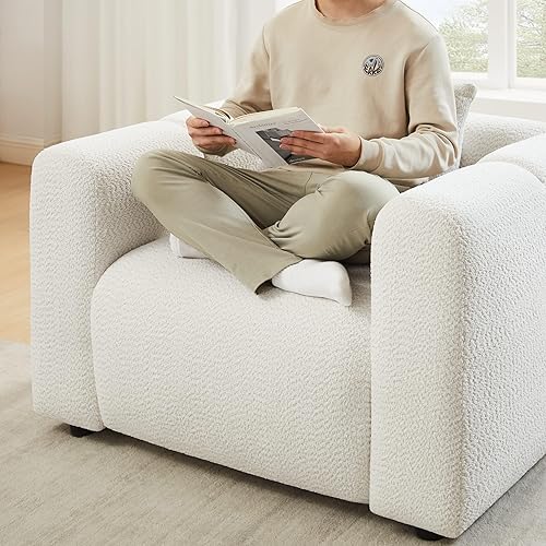 Miniatura 6 de VANOMi Los juegos de muebles de sala de estar incluyen sofá de 95 pulgadas y sillones de 42 pulgadas, sofá tapizado Boucle de gran tamaño con