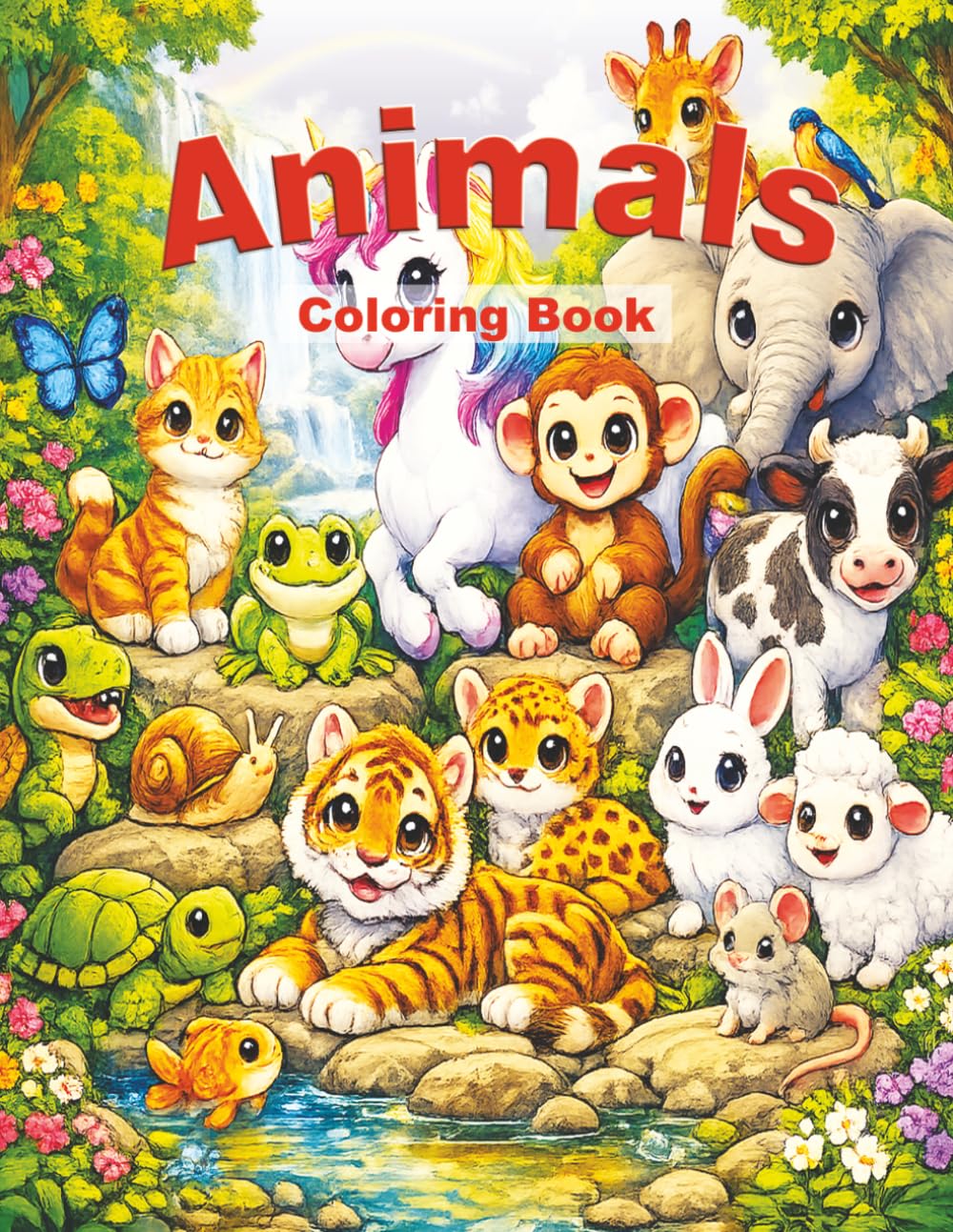 Animals Coloring Book: Fun and Easy Coloring Pages for Kids Ages