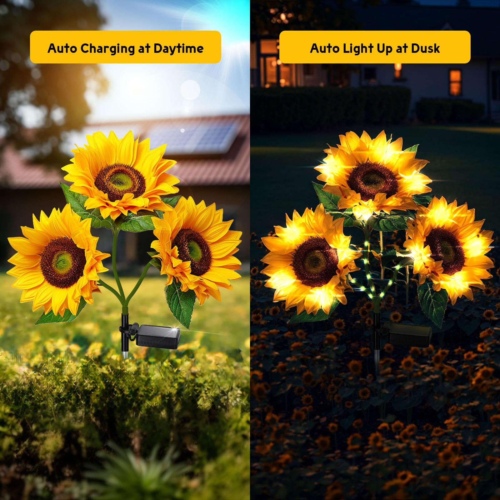 Confezione da 6 luci solari per esterni, luci solari da giardino, fiori solari impermeabili per esterni, luci a girasole, luci solari per esterni per giardino, luci solari per cortile, luci solari a