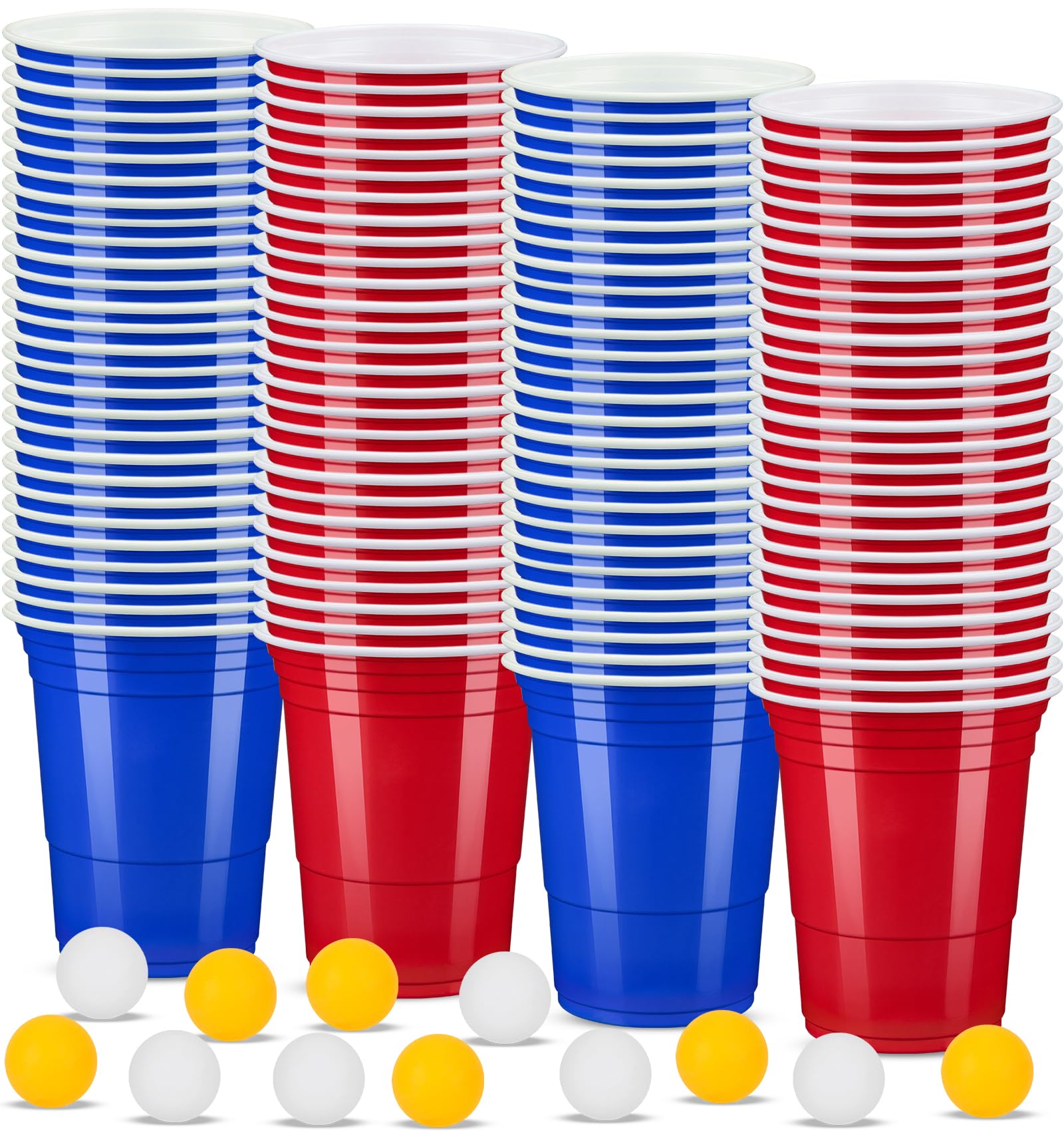 Zestaw kubków plastikowych, czerwone kubki 473 ml, kubki 16 oz, kubki wielokrotnego użytku, 50 czerwonych kubków + 50 niebieskich kubków, kubki imprezowe na przyjęcia urodzinowe, wesela na świeżym pow