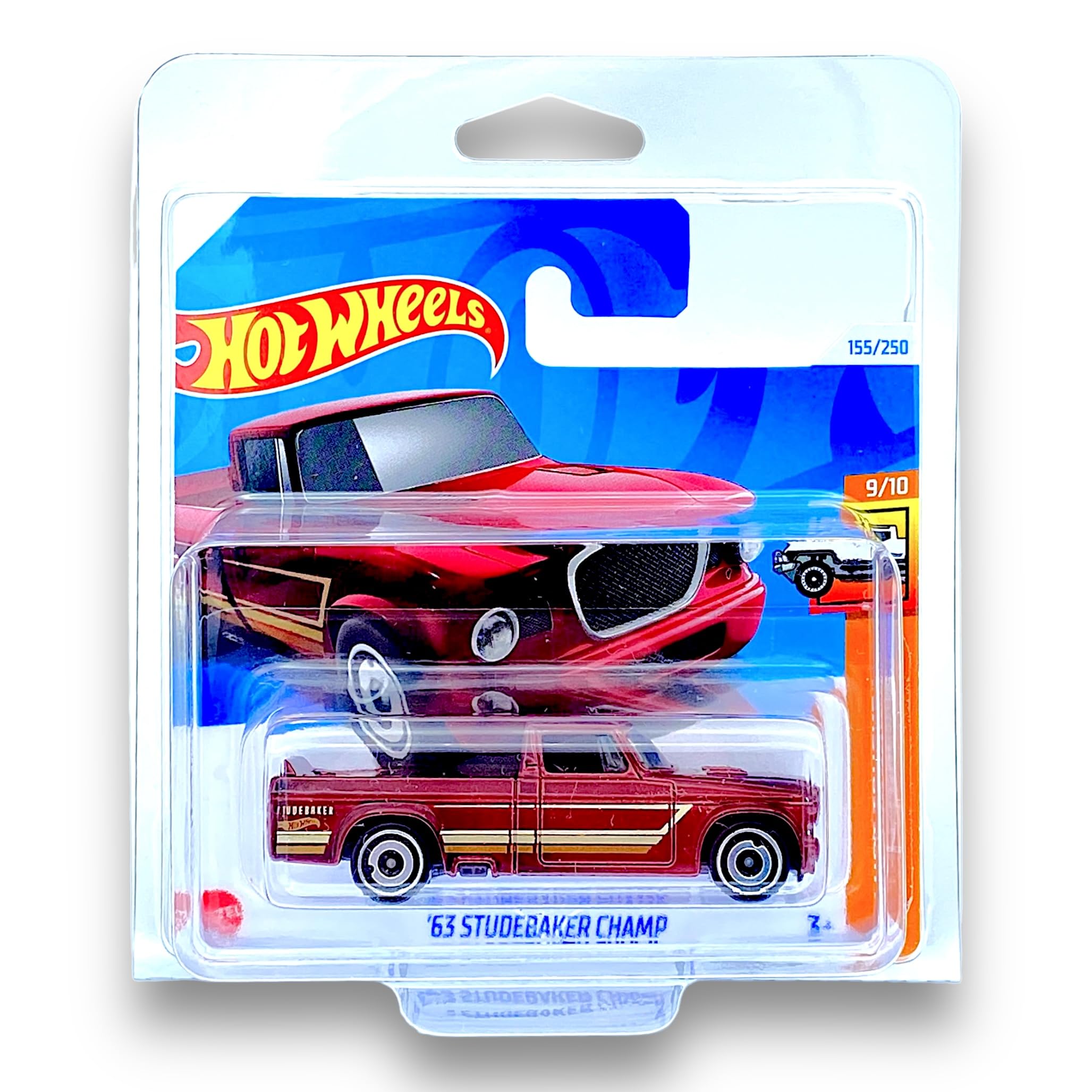 Hot Wheels '63 Studebaker Champ (Red) 9/10 HW Hot Trucks - 2024-155/250 (Short Card) - COMES IN A GENUINE KLAS CAR KEEPER PROTECTOR CASE - HTC35