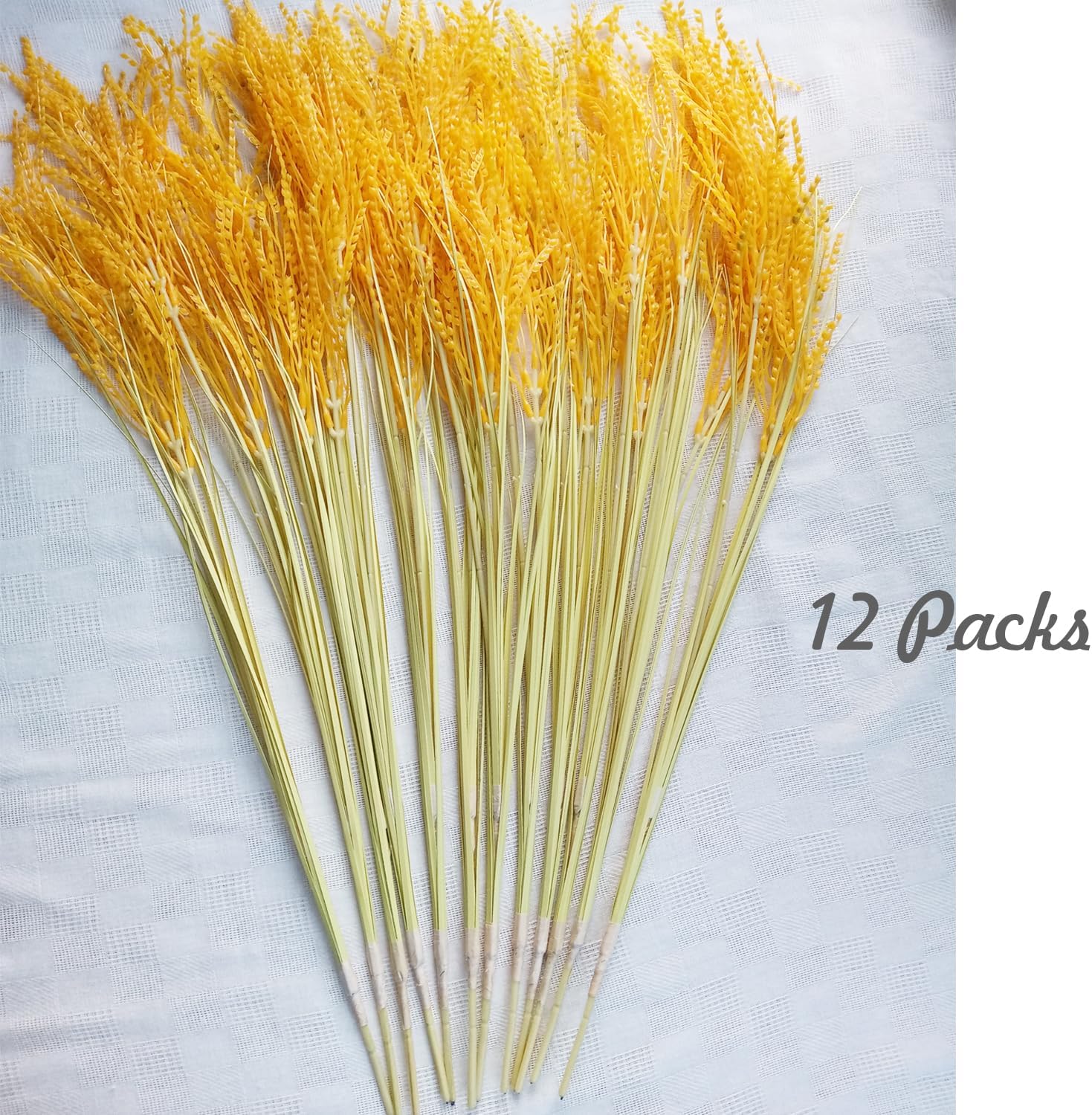 Fake Grain Plant Artificial Paddy Rice Flowers Yellow Natural Plants for Home Office Hall Shop Window Garden Decoration (12 Packs 23.6inches) - Image 6
