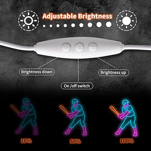 Miniatura 3 de Luz de neón retro de béisbol en azul eléctrico y rosa, vibrante decoración de pared LED para sala de juegos, dormitorio de TikTok y bar, regalo Azul