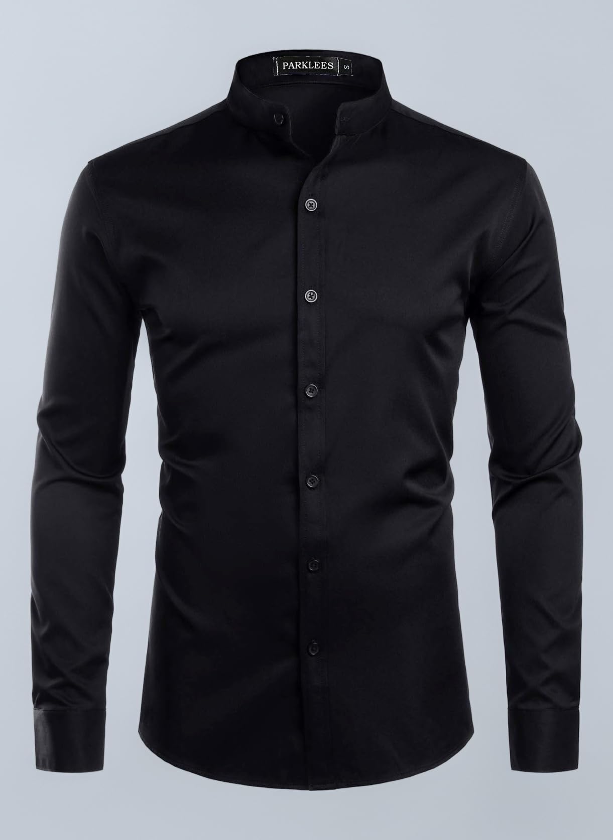 PARKLEES Men's Slim Fit Casual Band Collar Shirts