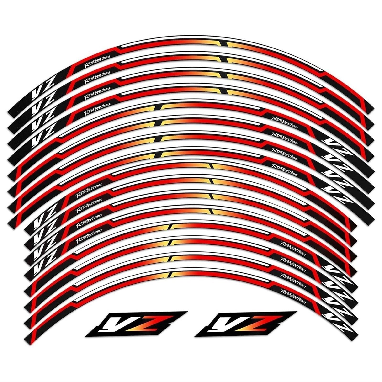 Rim Stripe Decal Accessories for Yamaha YZ 125 250 250F 450F 21'' 19'' Reflective Motorcycle Wheel Stickers Spare Parts(Rosso)