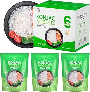 Soeos Konjac Noodles, Spaghetti Pasta, Low Calorie, Low Carb, Keto and Paleo Friendly Shirataki Noodle, Gluten-Free, Fat Free, Sugar Free, Vegan, 8.8 oz (250g)*6 Pack